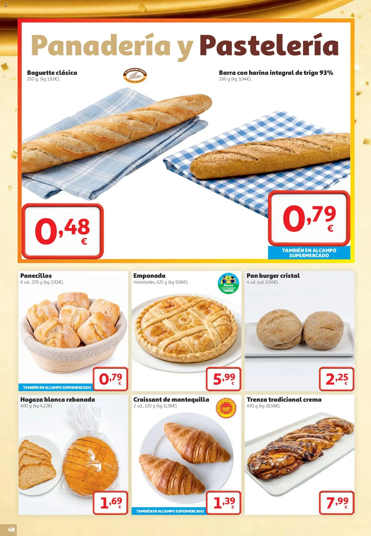Alcampo folleto Irún │ válido desde el 22/10/2026 | Página: 48 | Productos: Harina integral, Croissant, Crema, Panadería