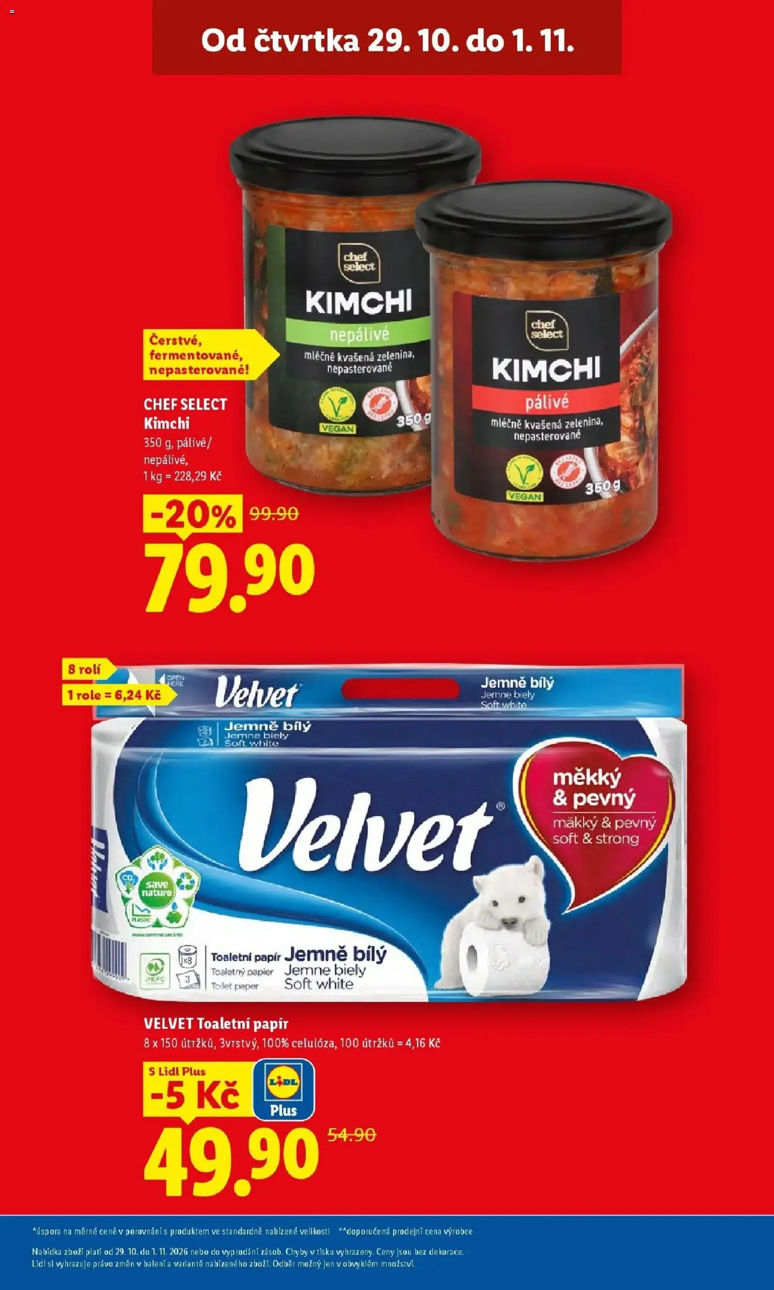 Lidl leták od 29.10.2026 - Nový akční leták | Strana: 7 | Produkty: Vegan, Toaletní papír, Kimchi, Velvet