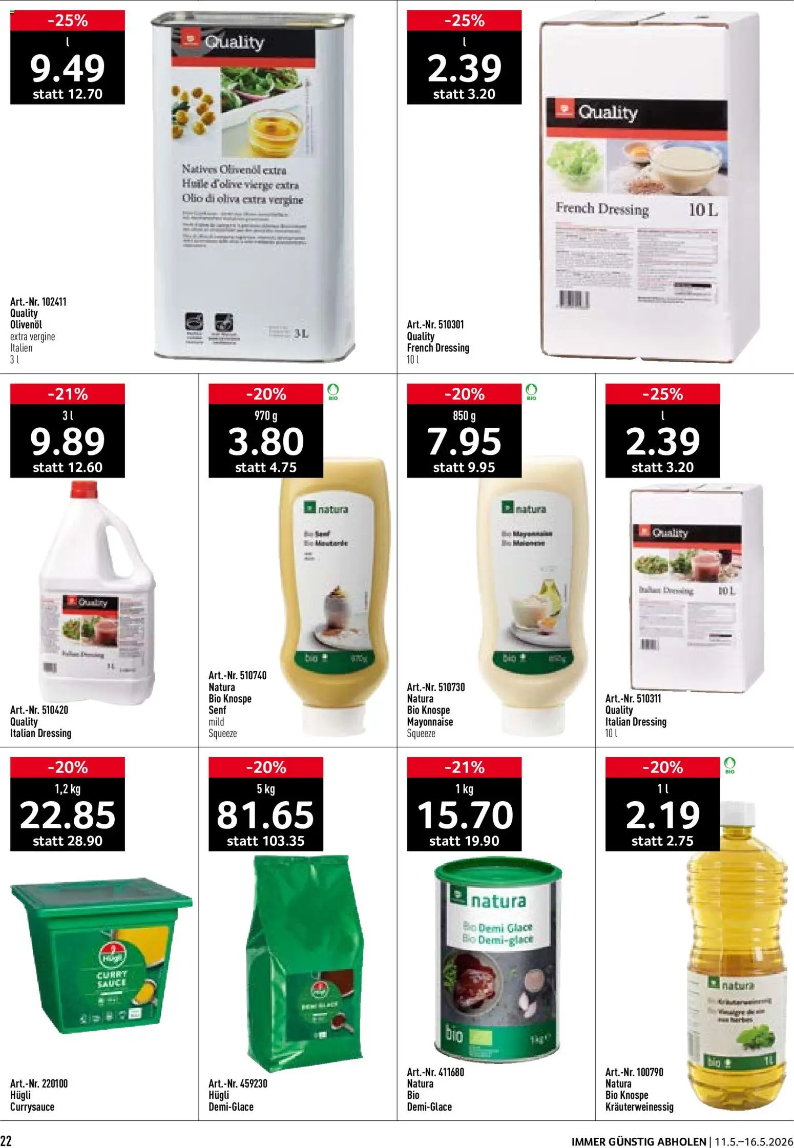 Prodega aktionen – gültig ab 11.05.2026 | Seite: 22 | Produkte: Dressing, Glace, Mayonnaise