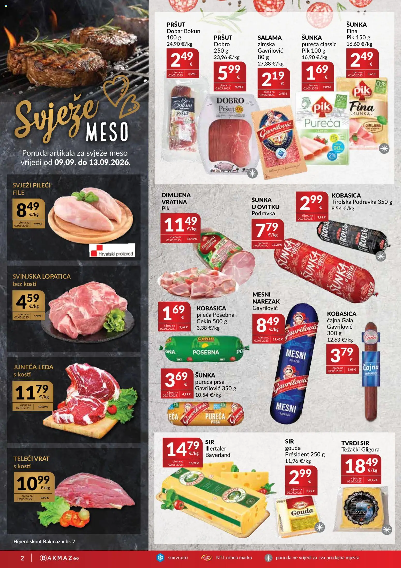 Bakmaz katalog | vrijedi od 09.09.2026 | Stranica: 2 | Proizvodi: Vrat, Narezak, Lopatica, Tvrdi sir