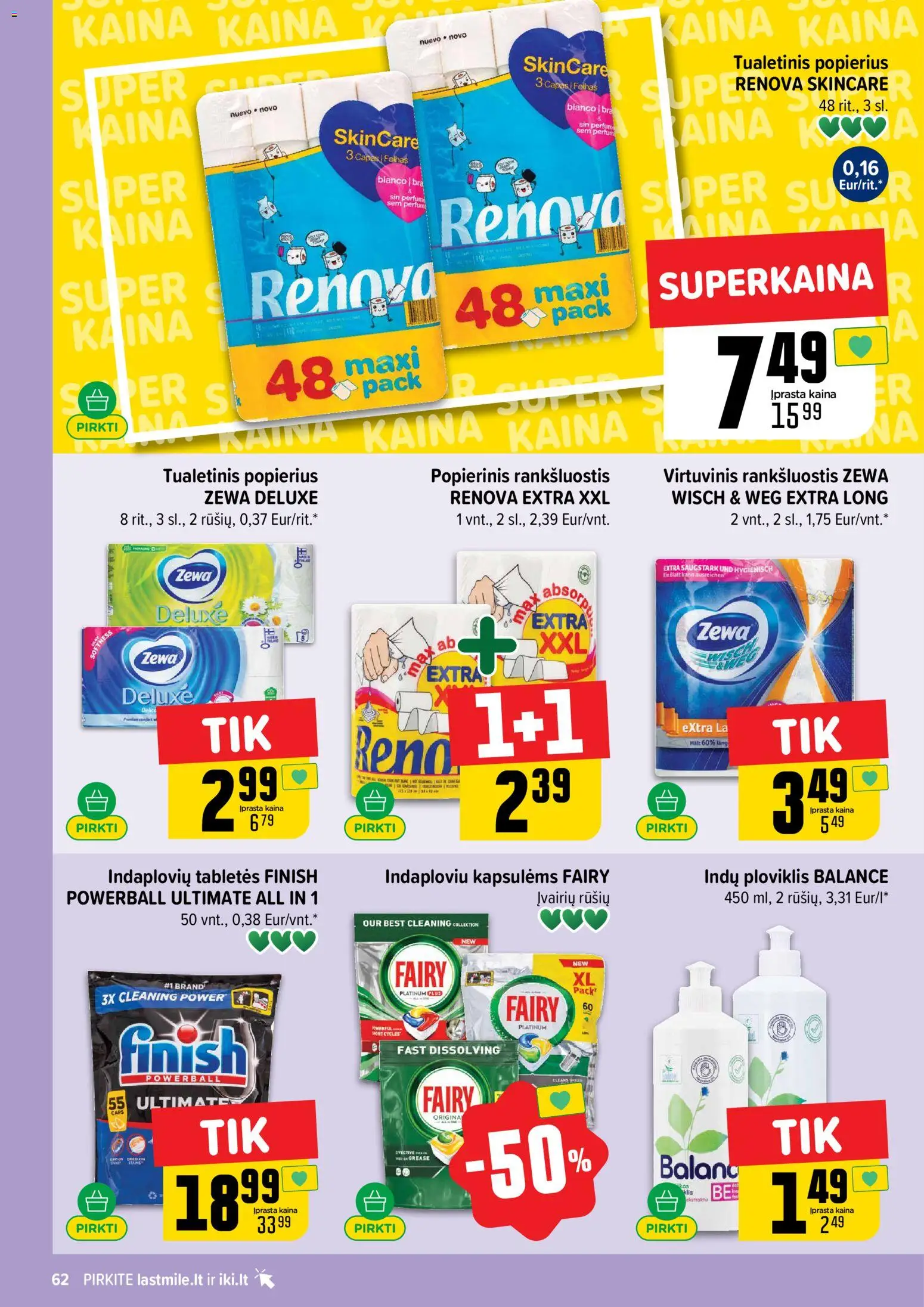 IKI akcijos nuo 2026.10.12 | Puslapis: 62 | Prekių: Rankšluostis, Ploviklis, Tualetinis popierius