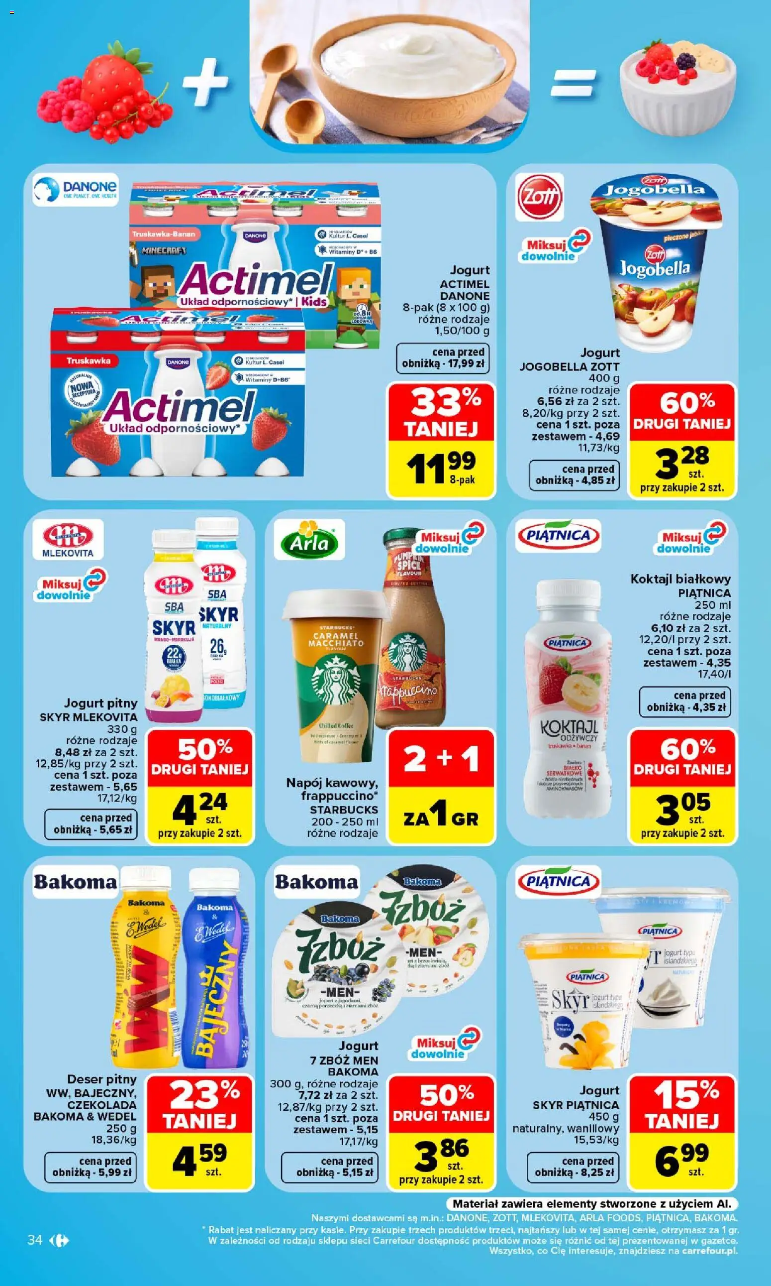 Carrefour gazetka od 14.09.2026 | Strona: 36 | Produkty: Jogurt pitny, Deser, Piątnica, Czekolada