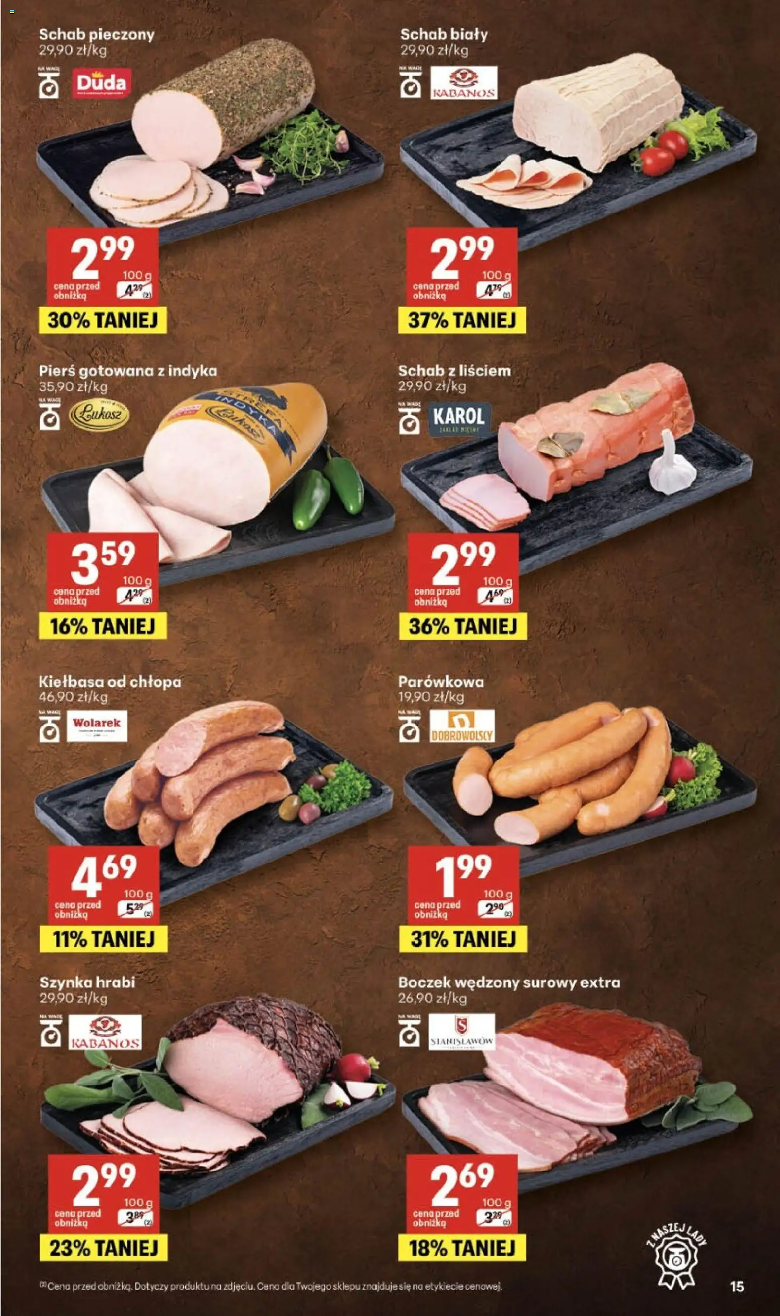 Delikatesy Centrum gazetka od 11.06.2026 | Strona: 15 | Produkty: Kiełbasa, Schab, Boczek wędzony, Schab pieczony