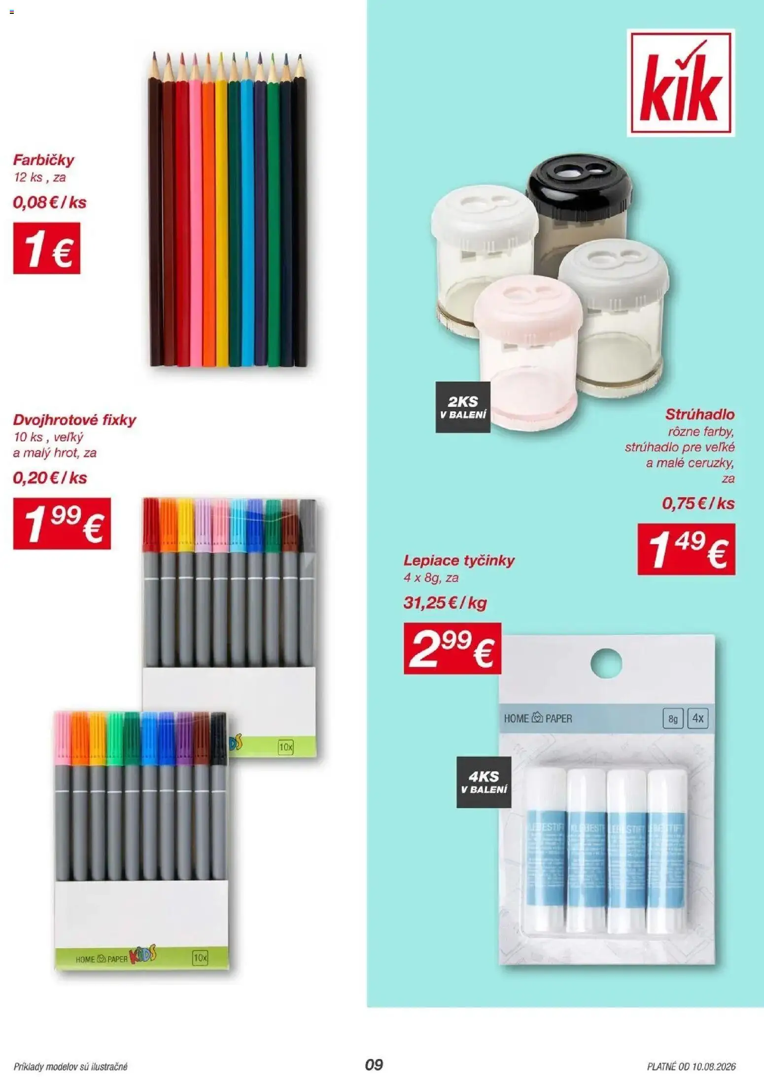 Kik - KiK leták platný do 16.08.2026 od 07.08.2026 → Aktuálny textil výpredaj online | Strana: 9 | Produkty: Strúhadlo, Fixky