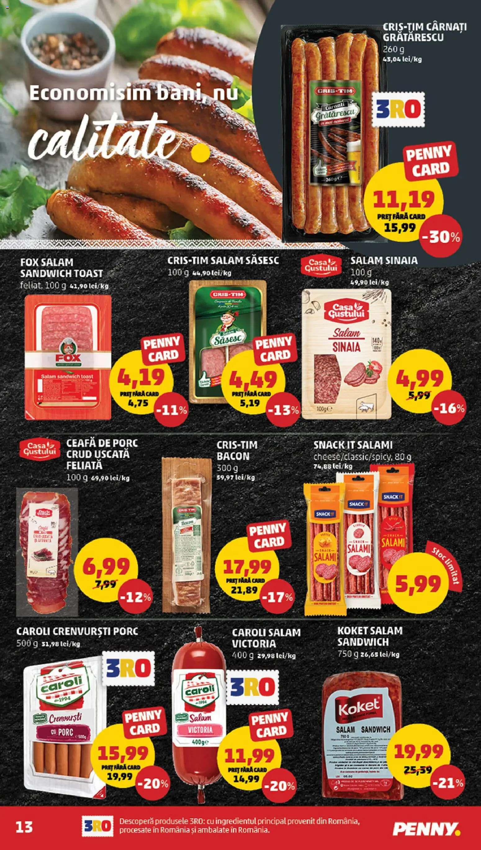 Noul catalog PENNY – valabil de la 10.06.2026 | Pagină: 13 | Produse: Keçeli kalem, Crenvurști, Salam, Cârnați