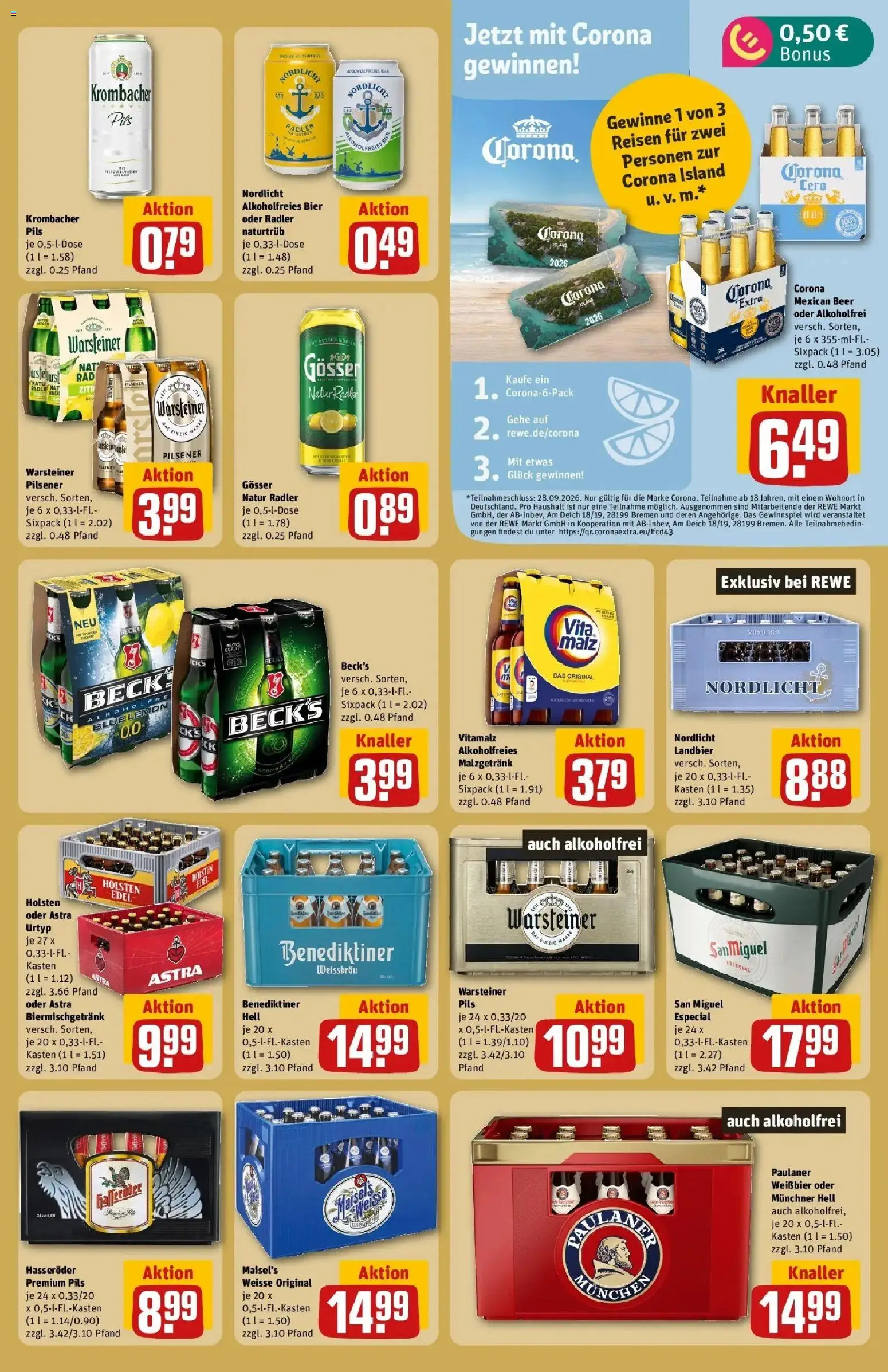 Rewe Prospekt Kiel – gültig ab 27.07.2026 | Seite: 21 | Produkte: Weißbier, Pils, Astra, Krombacher