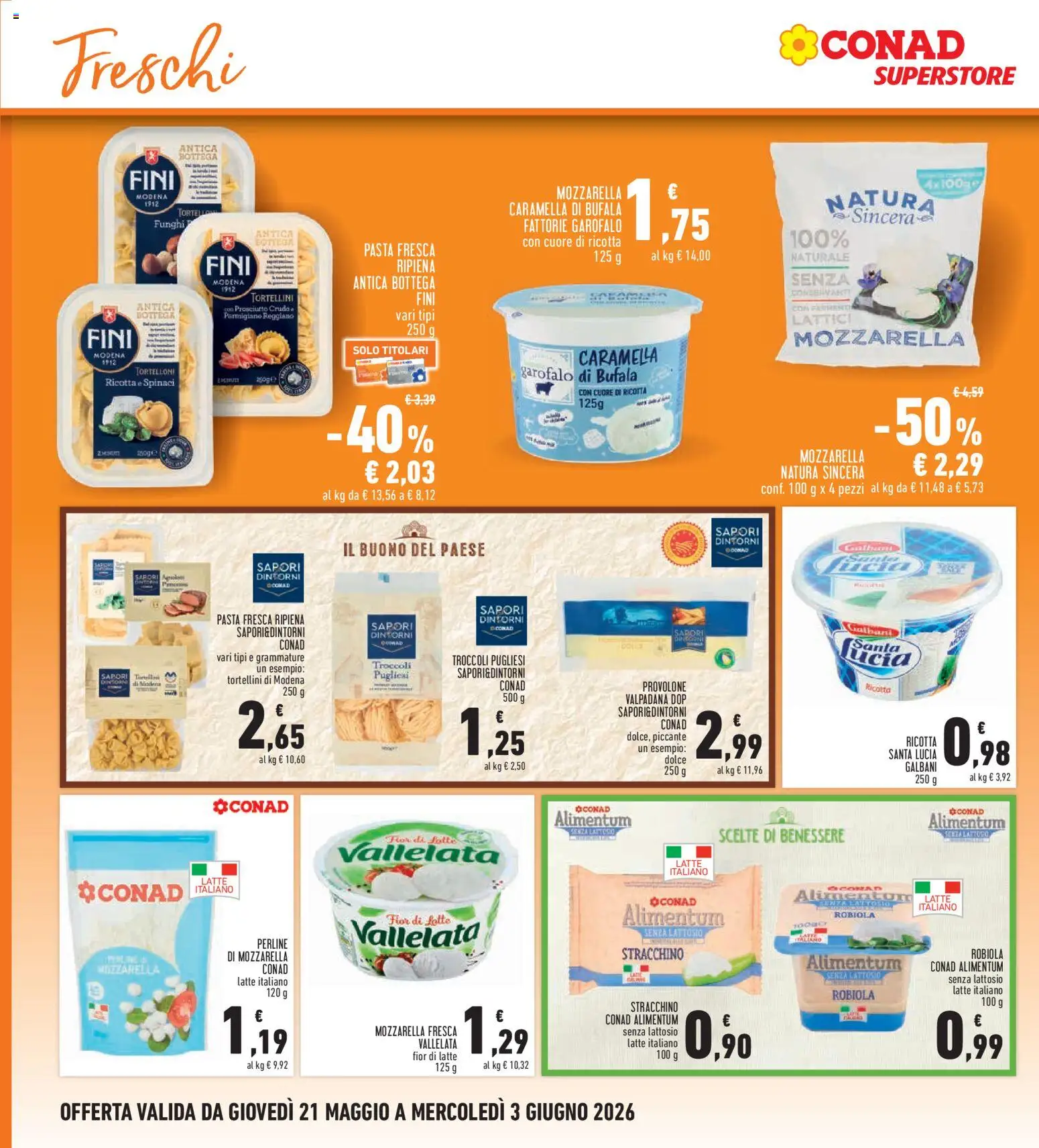 Volantino Conad del 21.05.2026 | Pagina: 12 | Prodotti: Funghi, Spinaci, Tortelloni, Parmigiano reggiano