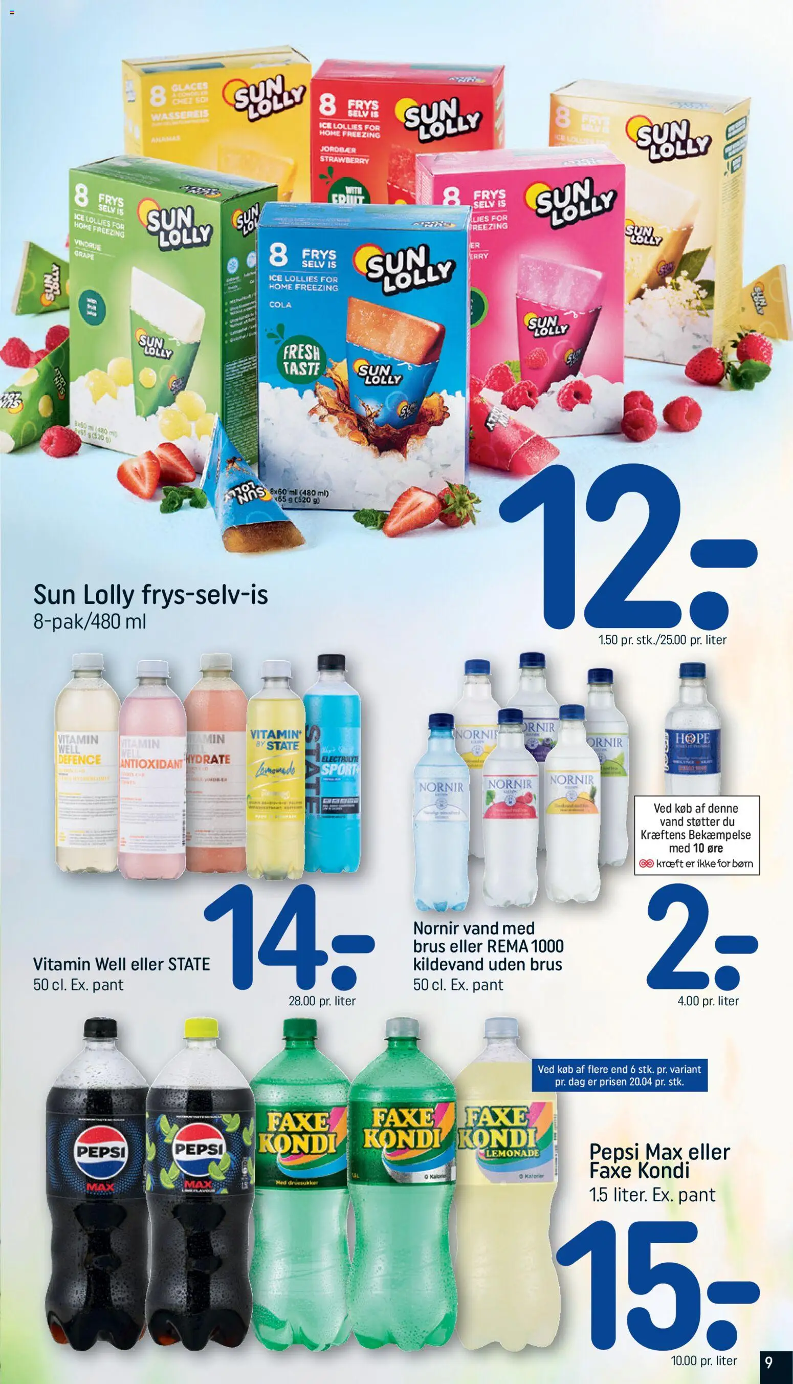 Rema 1000 tilbudsavis – gyldig fra 26/07/2026 | Side: 9 | Produkter: Kildevand, Cola, Pepsi, Pepsi Max