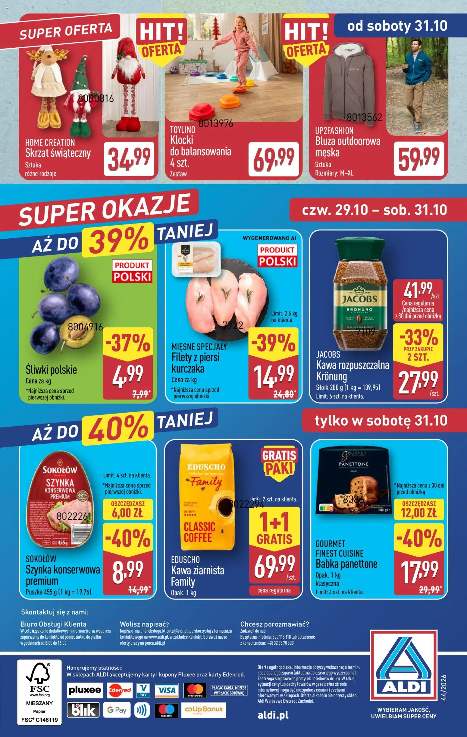 Aldi gazetka - Oferta weekendowa od 29.10.2026 | Strona: 10 | Produkty: Panettone, Szynka konserwowa, Śliwki, Babka