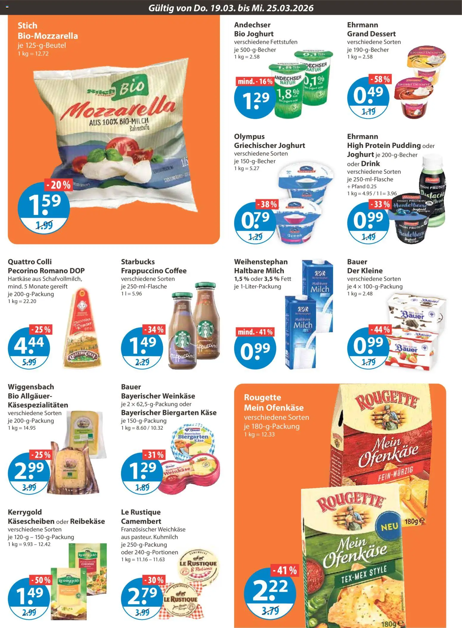V-Markt - Schwaben/Oberbayern – gültig ab 19.03.2026 | Seite: 6 | Produkte: High protein pudding, Milch, Joghurt, Mozzarella