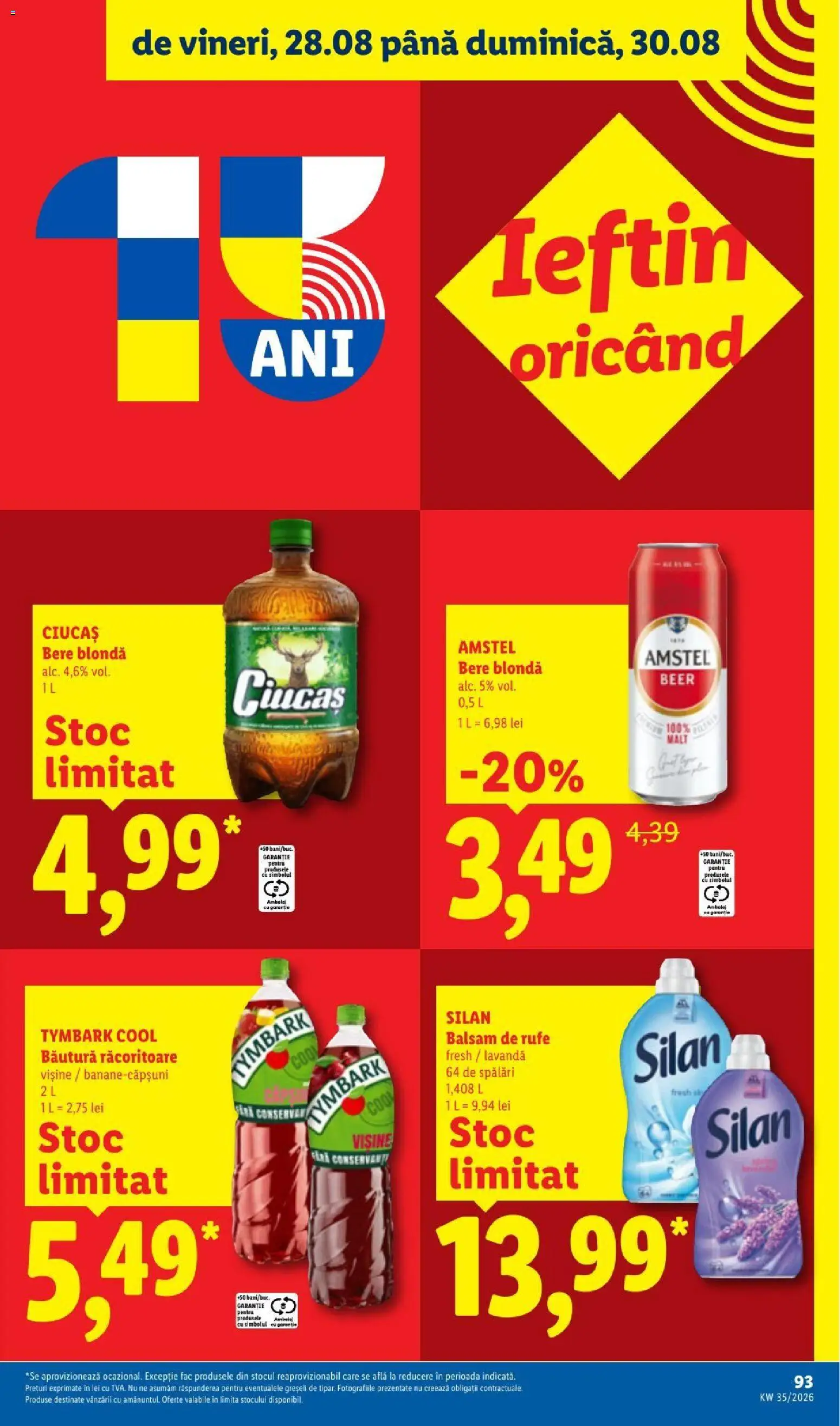 Noul catalog Lidl – valabil de la 24.08.2026 | Pagină: 93 | Produse: Bautura racoritoare, Balsam, Bere, Balsam de rufe