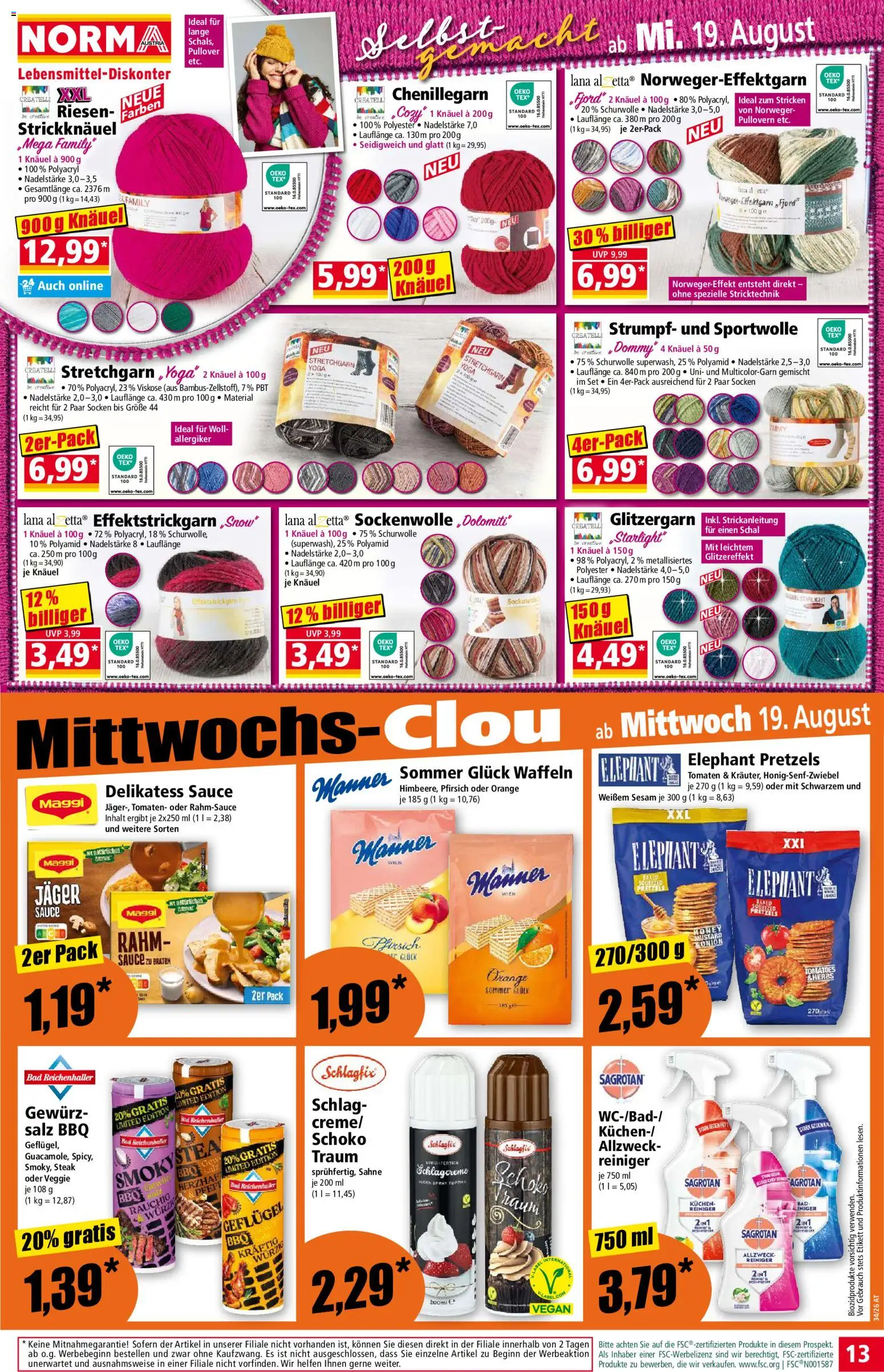 Norma Flugblatt gültig ab 17.08.2026 | Seite: 13 | Produkte: Socken, Pfirsich, Waffeln, Tomaten