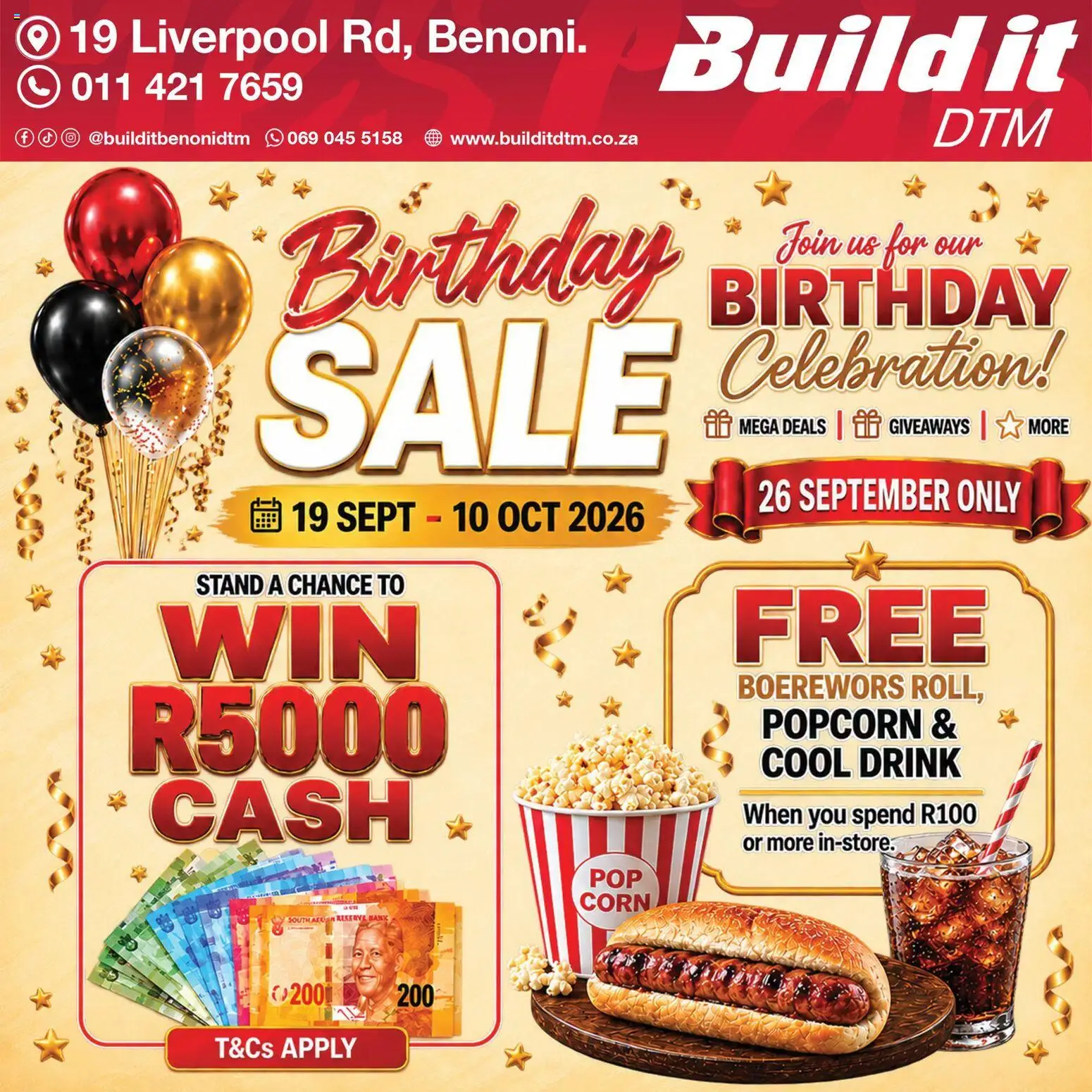 New Build It catalogue – valid from 19/09/2026 | Page: 1 | Products: Corn, Boerewors, Popcorn