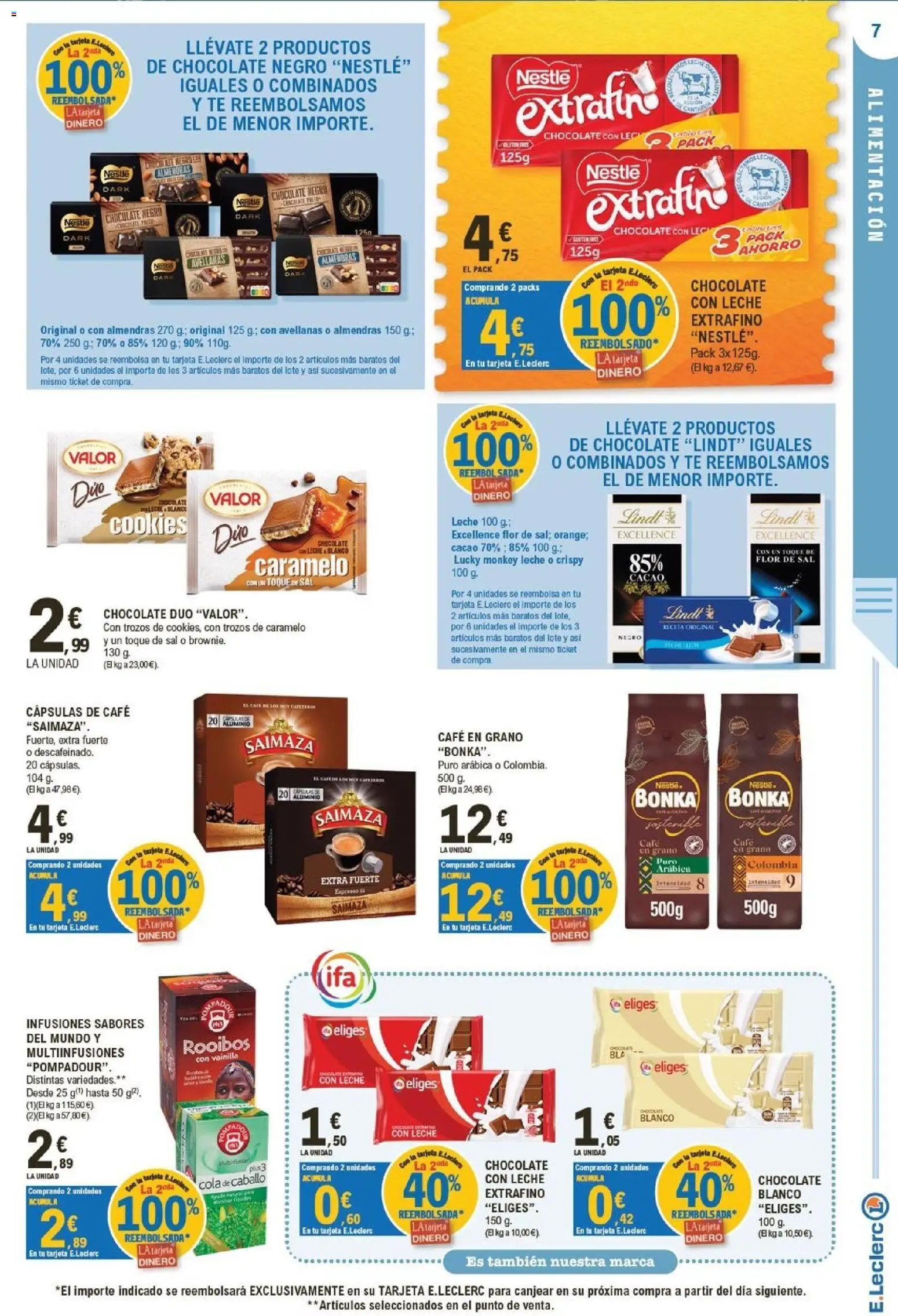 E.Leclerc - Pamplona │ válido desde el 23/09/2026 | Página: 7 | Productos: Cápsulas, Té, Chocolate con leche, Sal