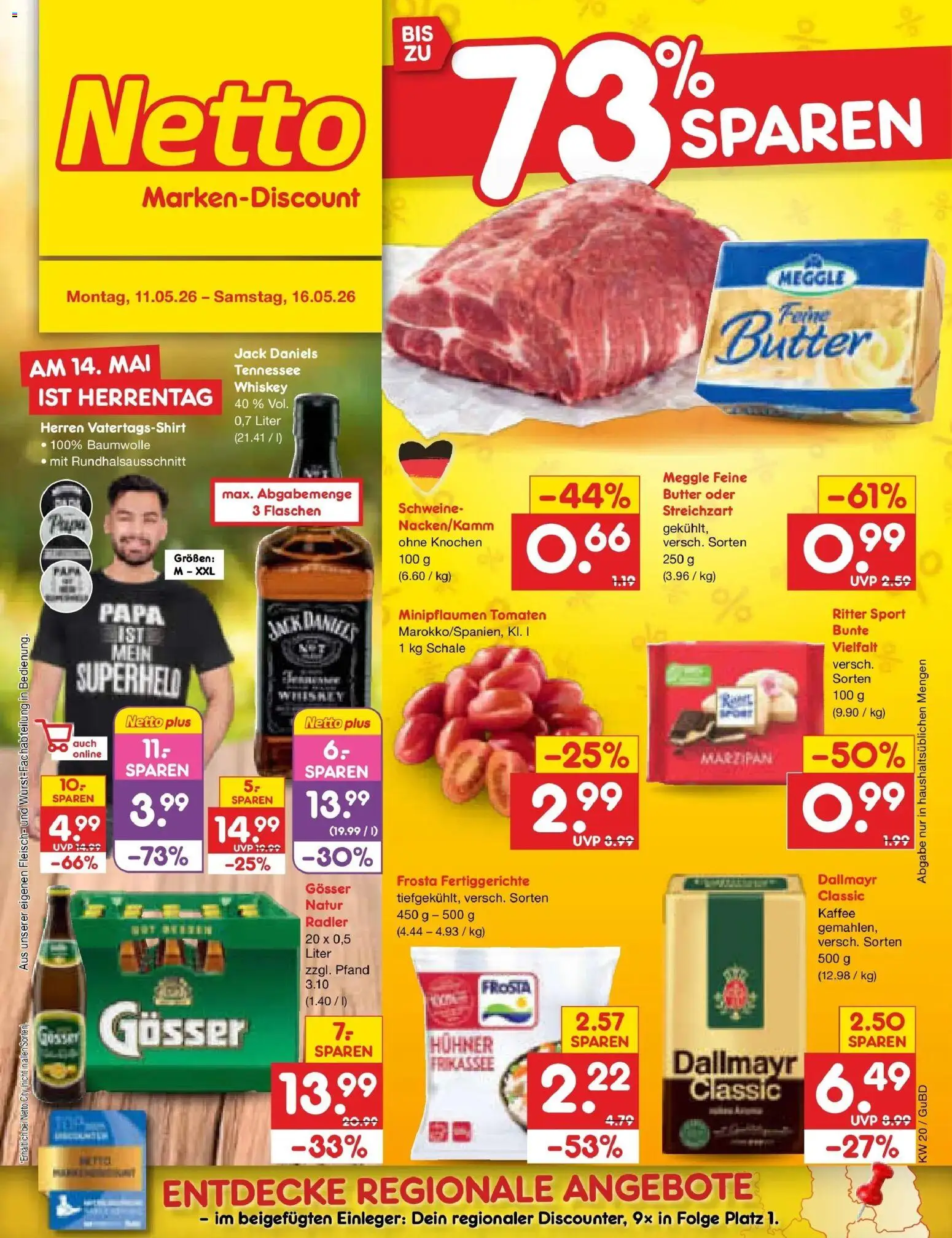 Netto Marken-Discount Prospekt Augustusburg	 – gültig ab 10.05.2026 | Seite: 1 | Produkte: Butter, Tomaten, Frosta, Fertiggerichte