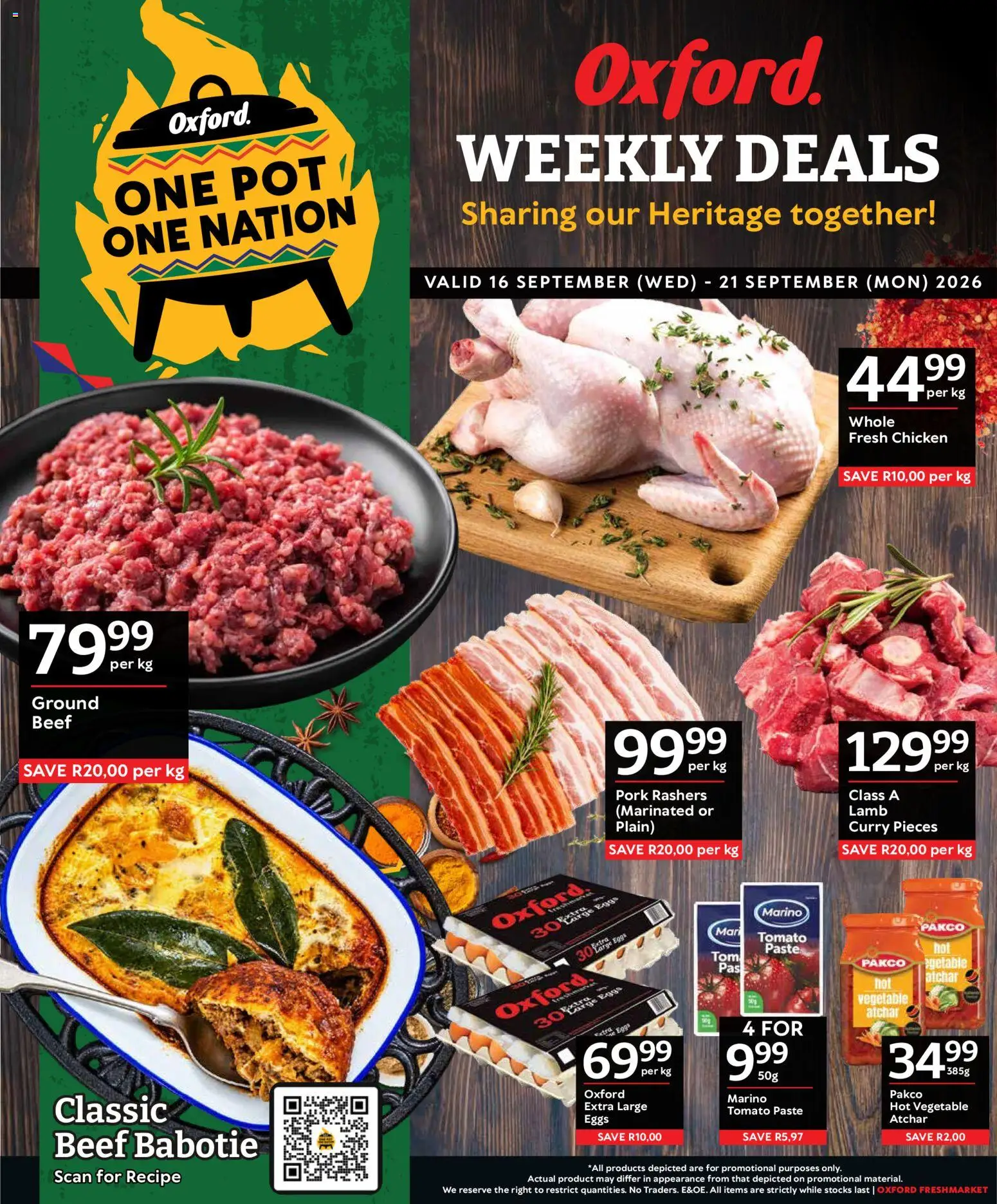 New Oxford Freshmarket catalogue – valid from 16/09/2026 | Page: 1 | Products: Eggs, Atchar, Chicken, Pork