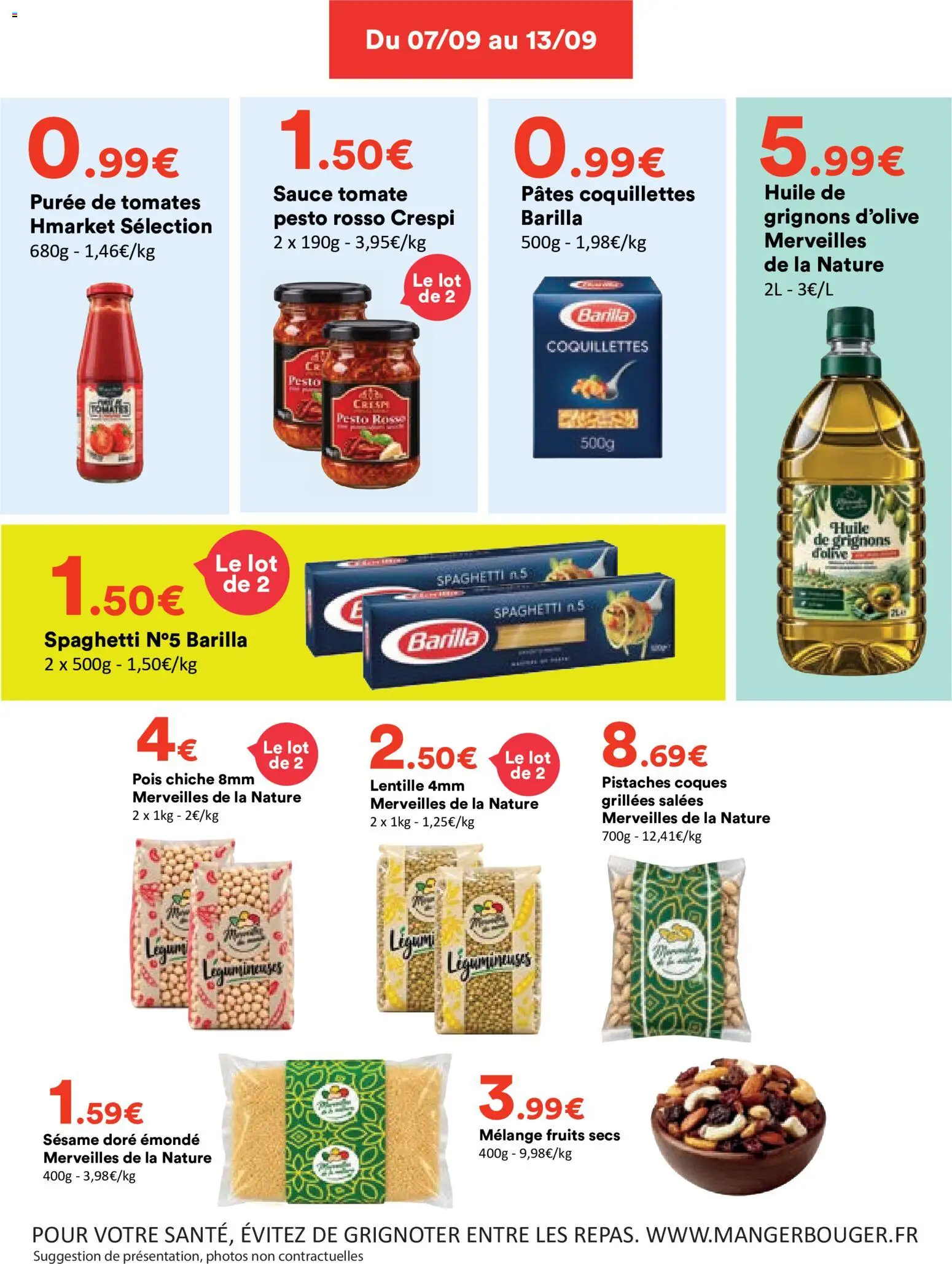 {H1} | Page: 6 | Produits: Barilla, Puree de tomates, Sauce tomate, Coquillettes