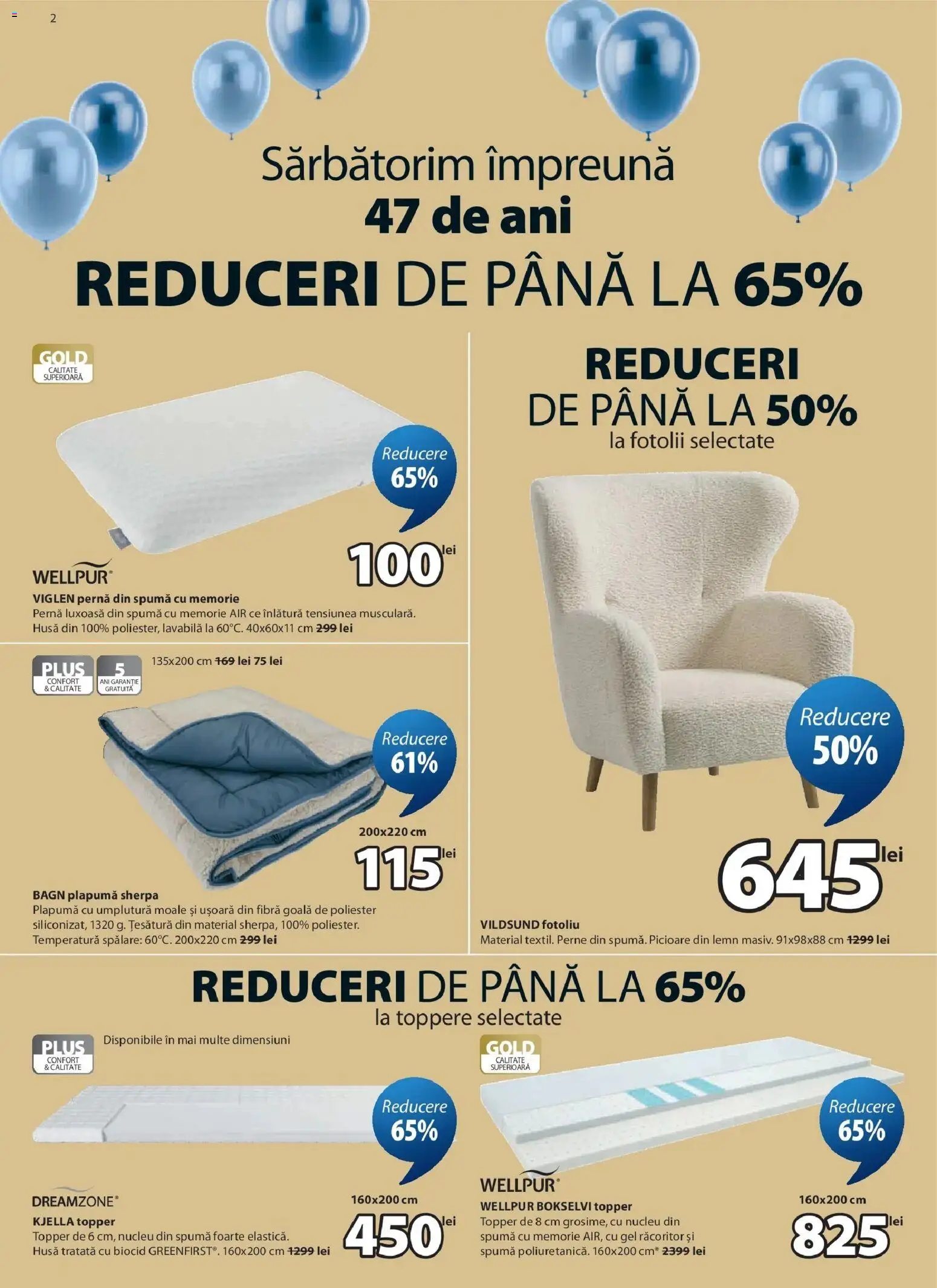 Noul catalog JYSK – valabil de la 25.03.2026 | Pagină: 2 | Produse: Memorie, Fotoliu, Plapumă, Topper