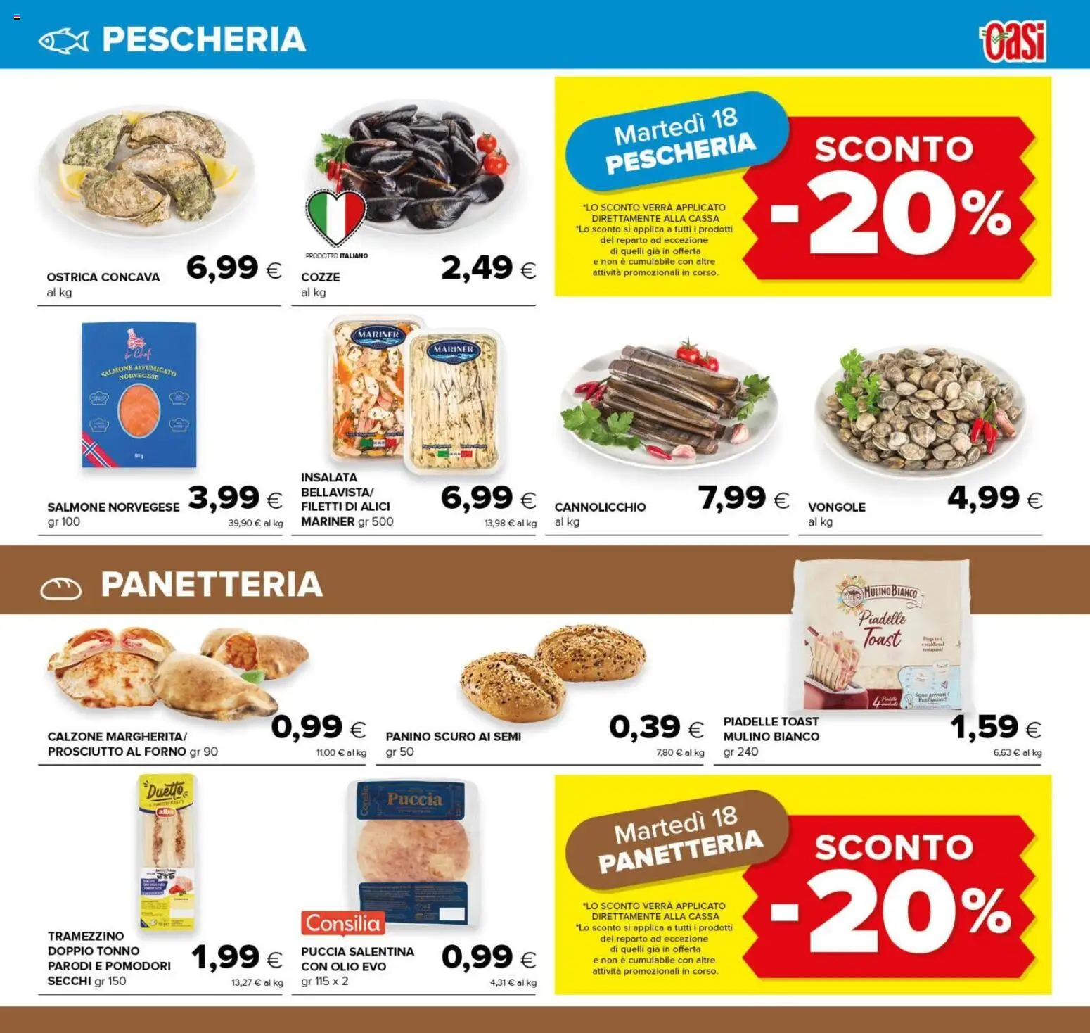 Volantino Oasi del 09/08/2026 | Pagina: 7 | Prodotti: Tonno, Forno, Tramezzino, Alici