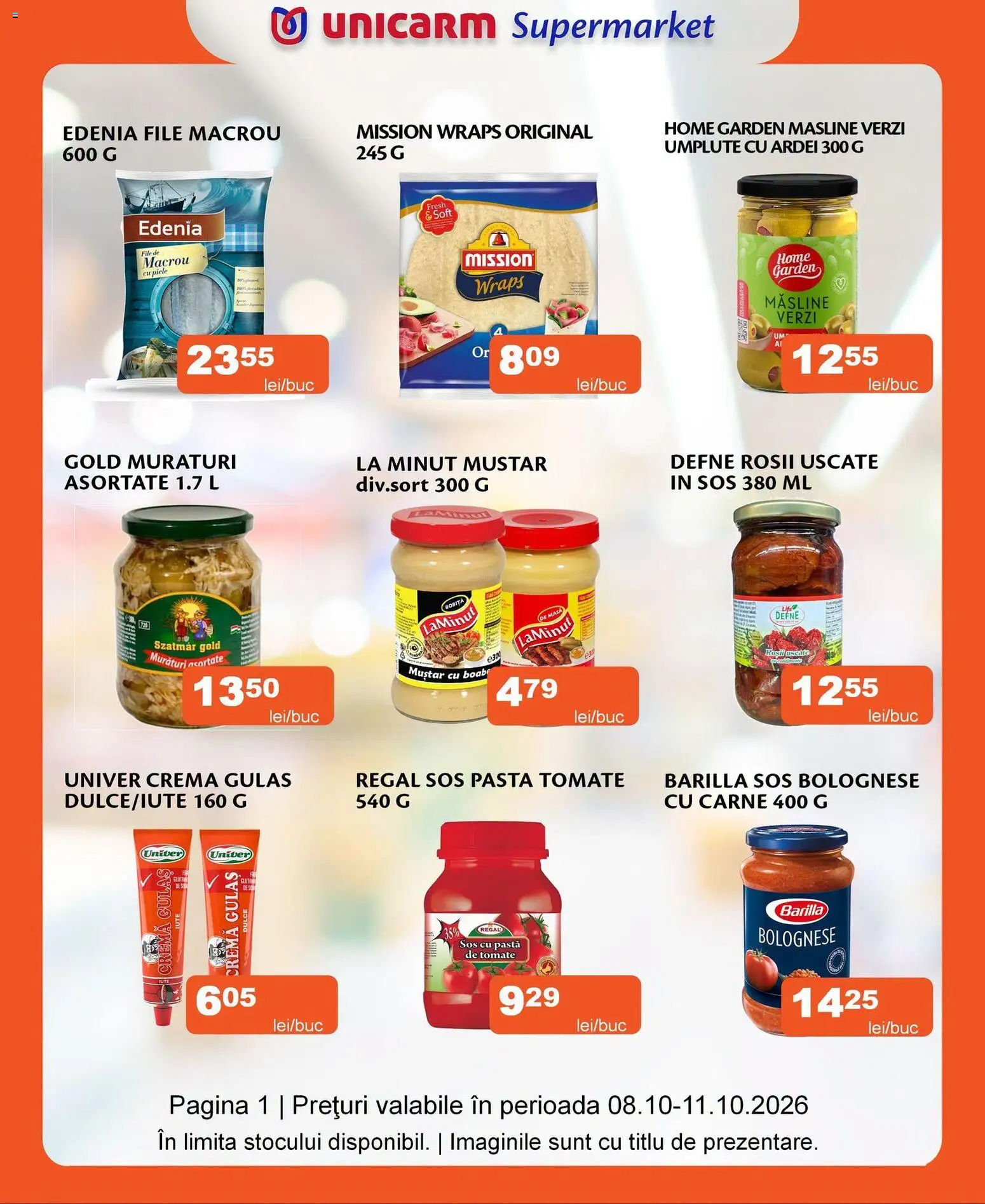 Noul catalog Unicarm – valabil de la 08.10.2026 | Pagină: 8 | Produse: Barilla, Masă, Ardei, Pastă de tomate