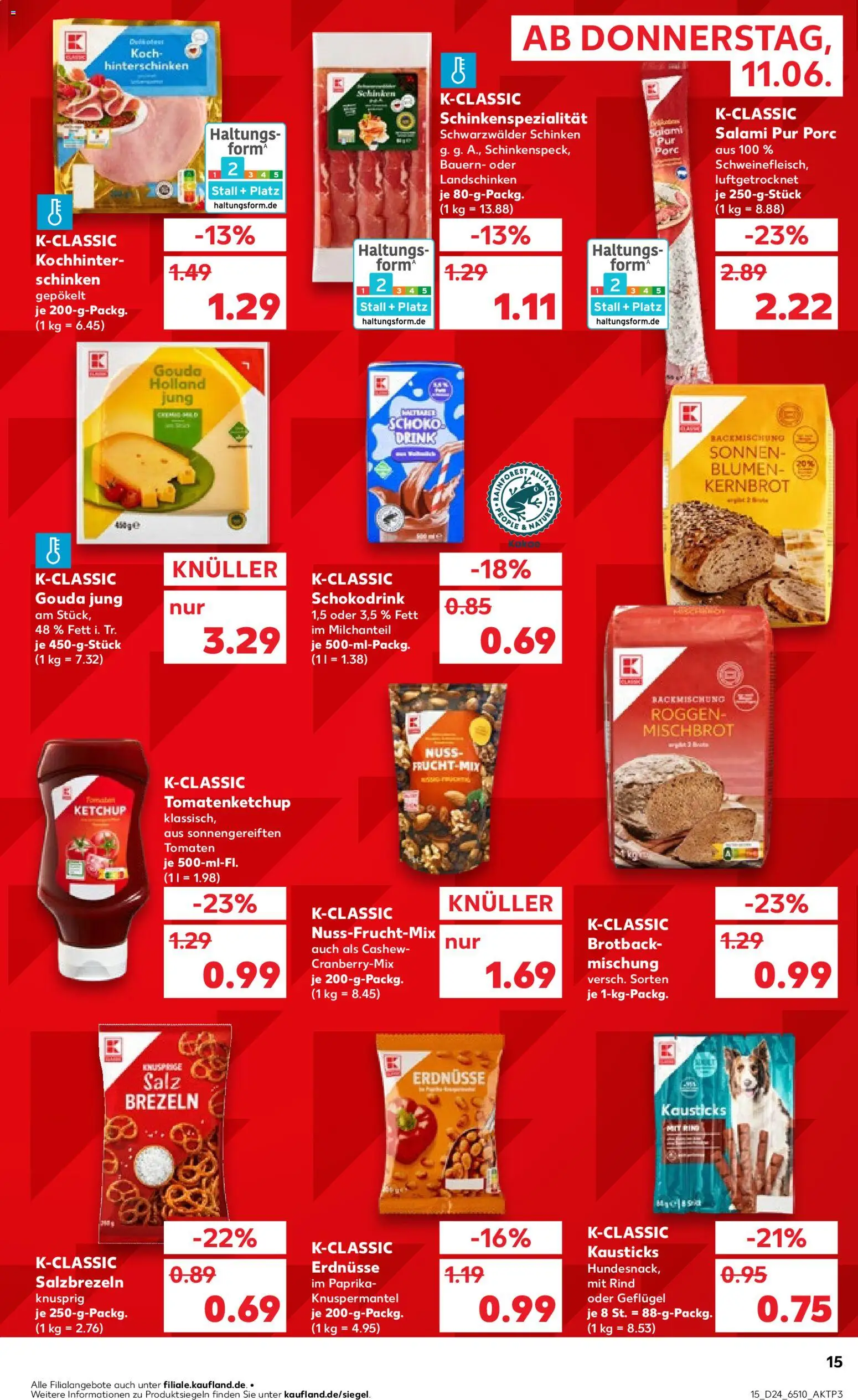 Kaufland Prospekt Köln – gültig ab 11.06.2026 | Seite: 15 | Produkte: Gouda, Tomaten, Salz, Salami