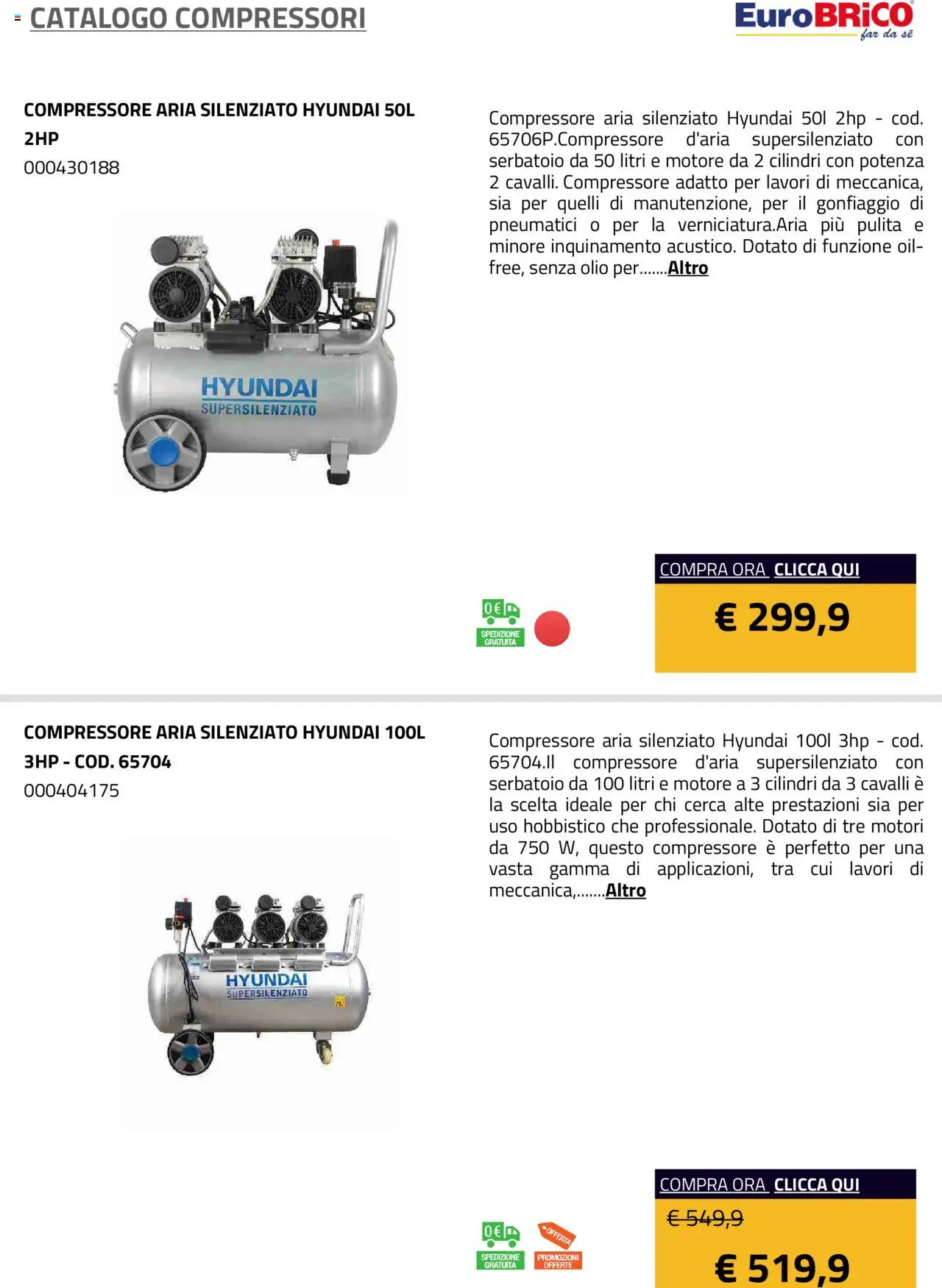 Volantino Eurobrico del 23.07.2025 | Pagina: 3 | Prodotti: Compressore, Olio