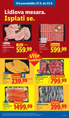 Domaće sveže juneće meso za gulaš, Junetina, Od plećke, 650 g; 1 kg = 1231.- - pregled Lidl kataloga - važi od 17.09.2026 | Strana: 83 | Proizvode: Filet, Losos, Meso, Svinjetina