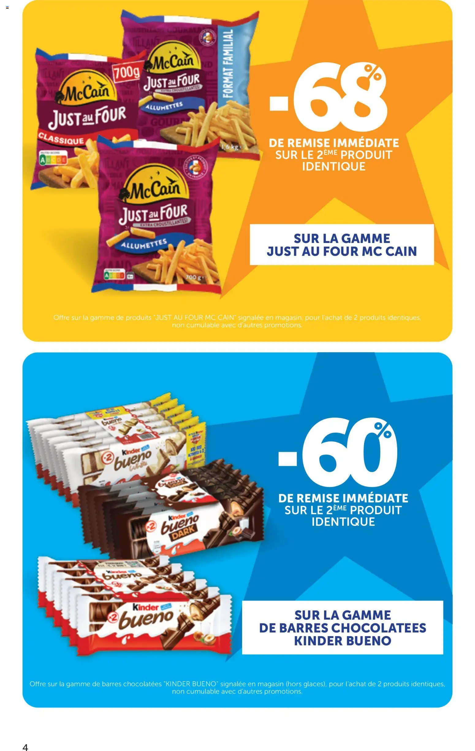 {H1} | Page: 4 | Produits: Four, Kinder Bueno, Allumettes