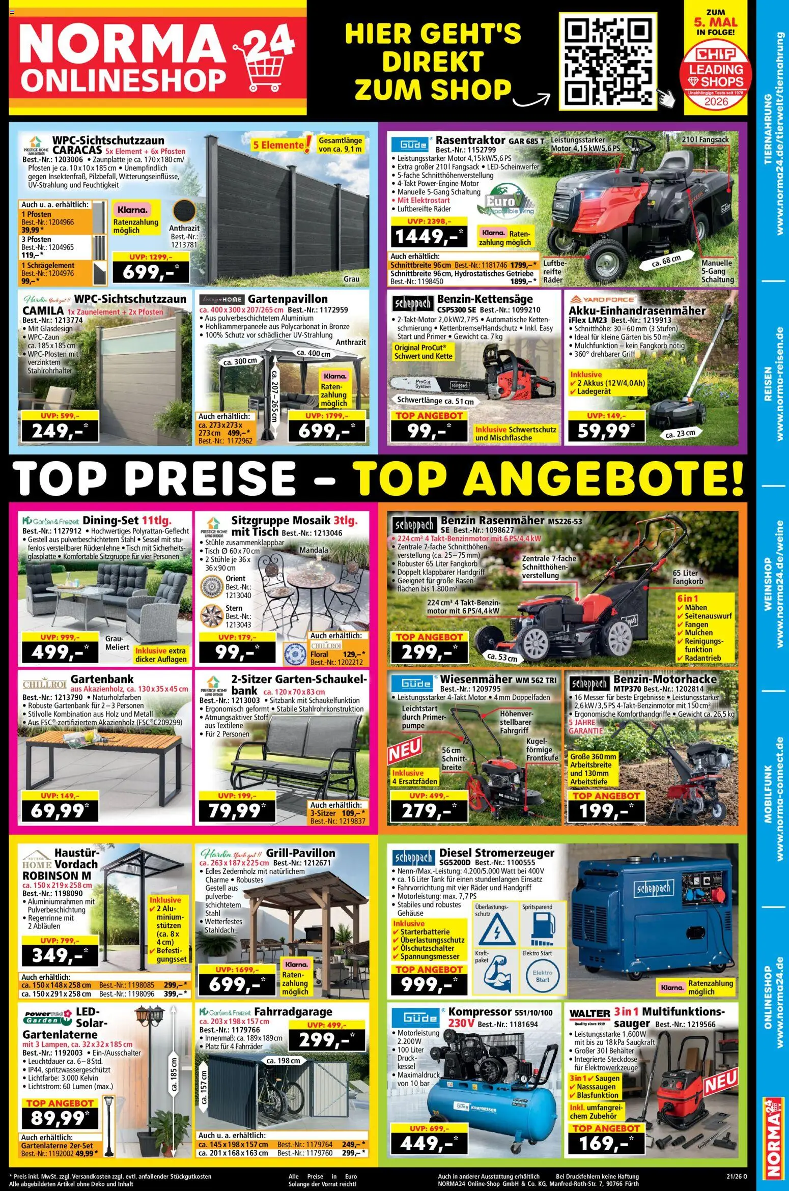Norma Prospekt 	 – gültig ab 18.05.2026 | Seite: 1 | Produkte: Top, Gewicht, Sessel, Ladegerät