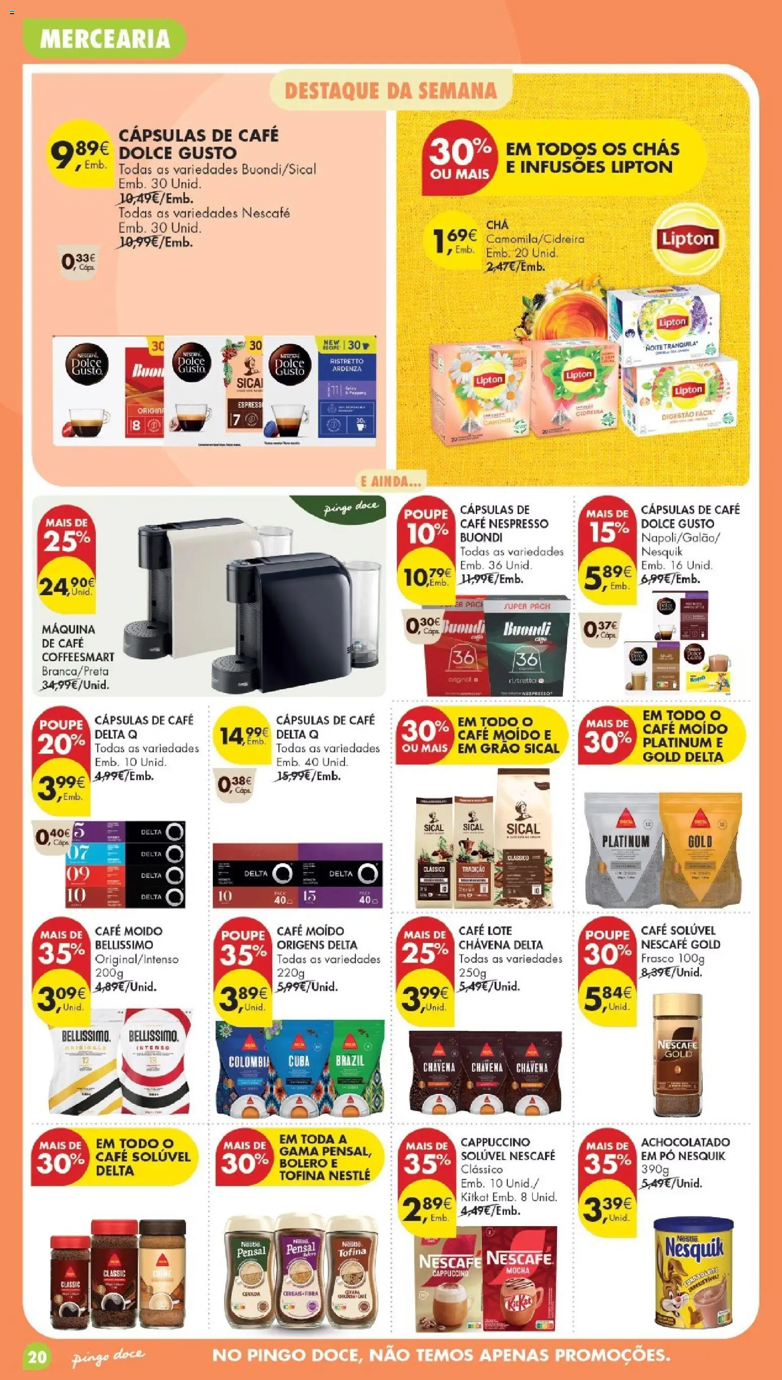 Pingo Doce folheto Poupe Esta Semana Madeira │ válido de 27/10/2026 | Página: 20 | Produtos: Nespresso, Café moído, Chás, Cereais