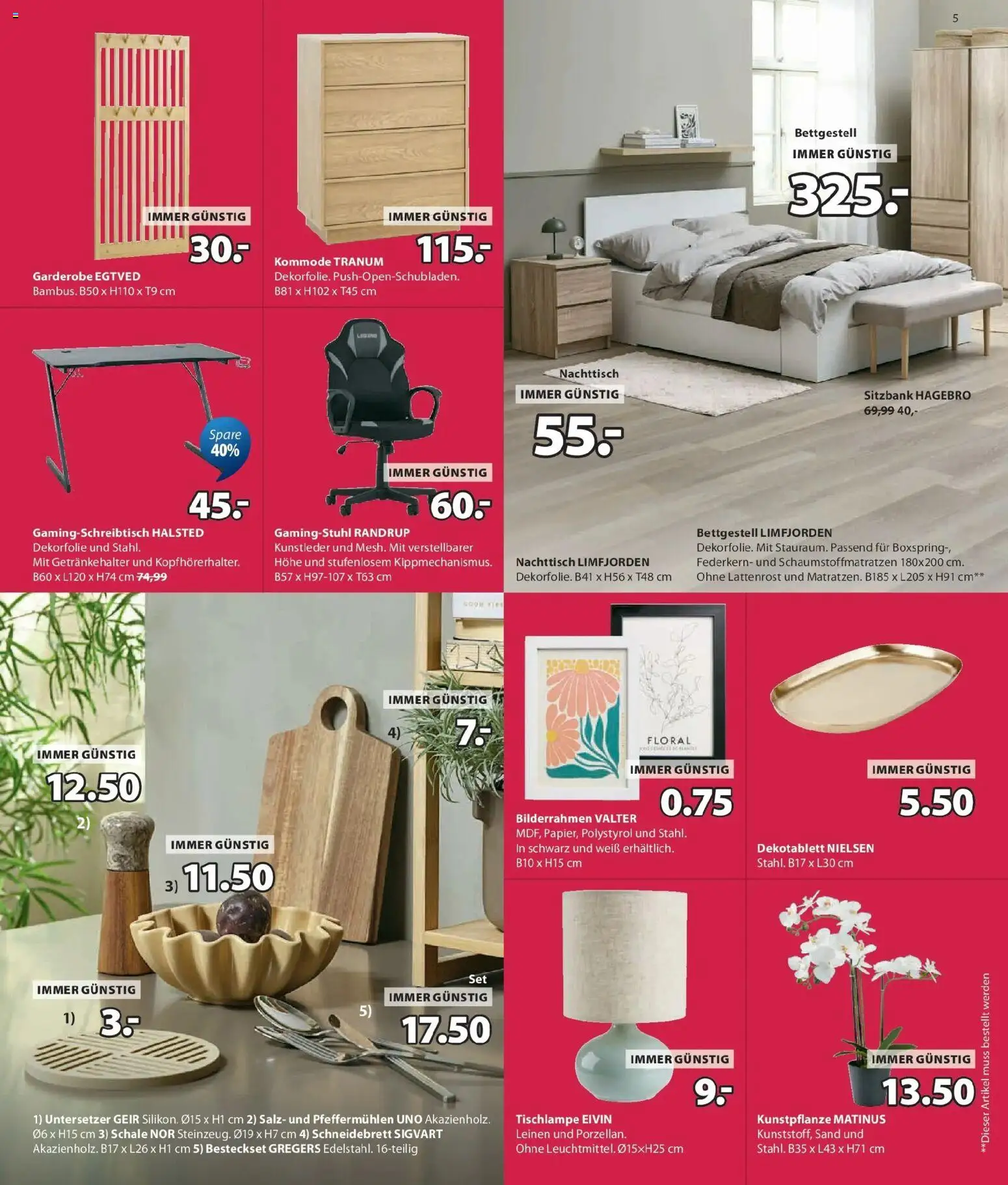 JYSK Garten Abverkauf Spare Bis Zu 60% gültig ab 03.08.2026 | Seite: 5 | Produkte: Salz, Kommode, Nachttisch, Lattenrost
