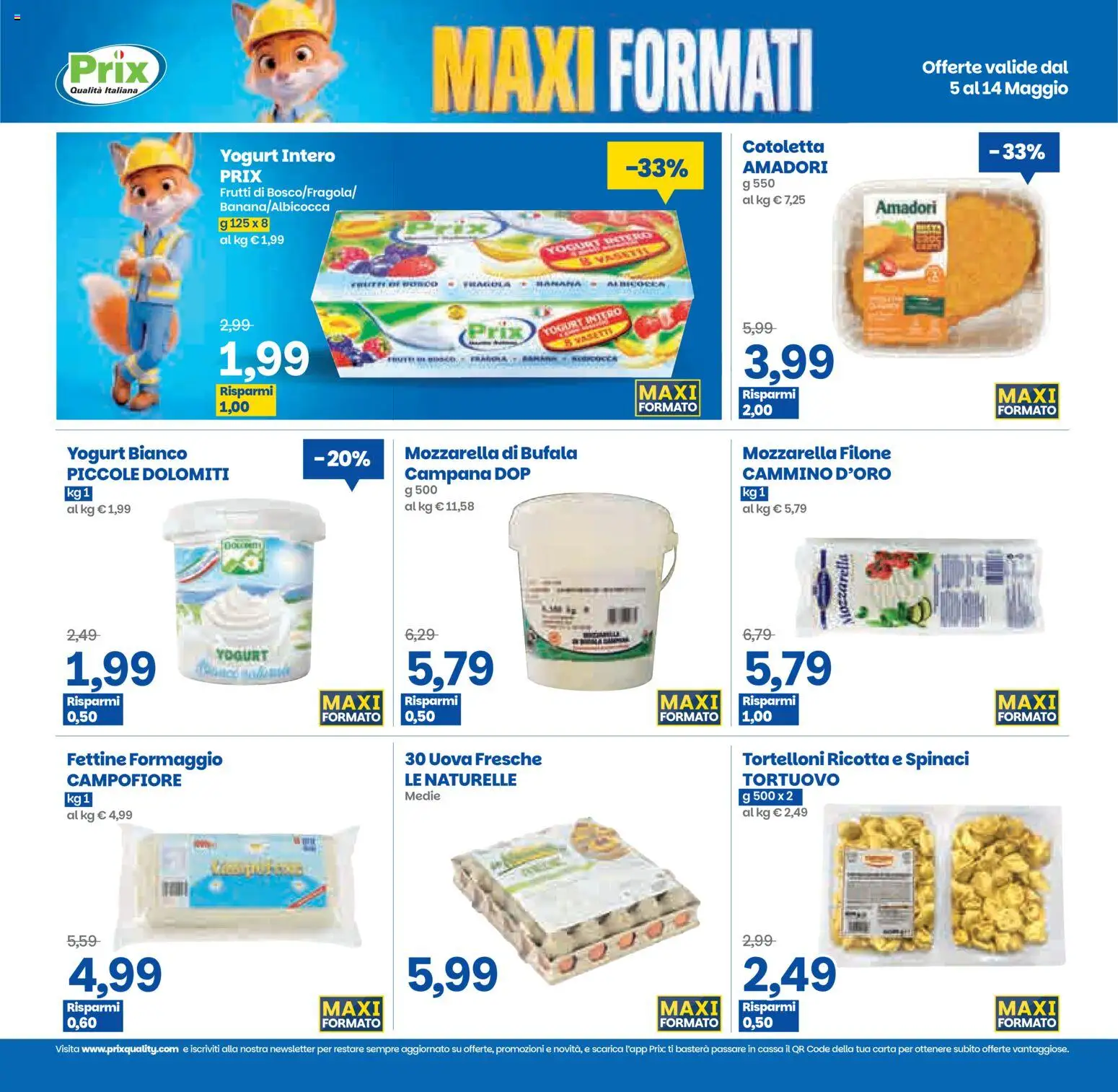 Volantino Prix del 05.05.2026 | Pagina: 3 | Prodotti: Yogurt, Mozzarella, Formaggio, Ricotta