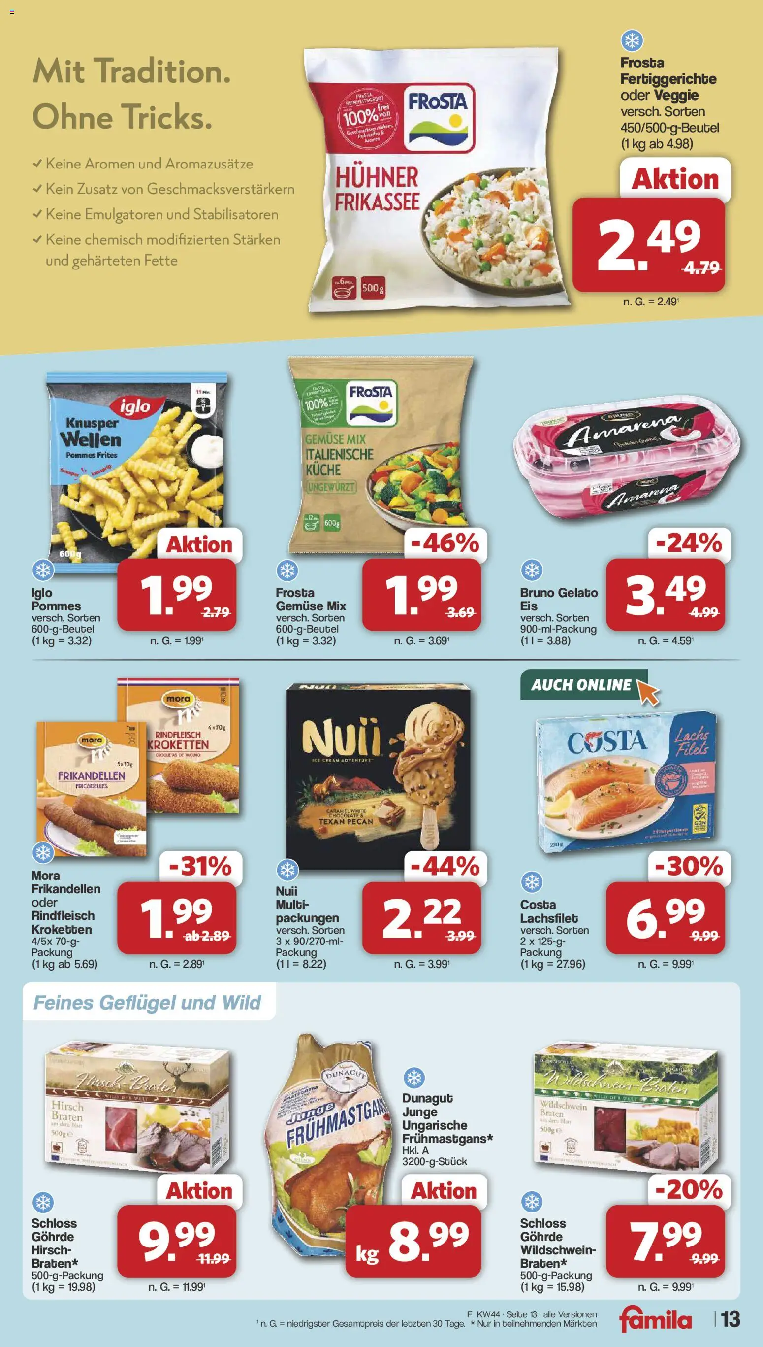 Famila Nordwest Prospekt – gültig ab 26.10.2026 | Seite: 13 | Produkte: Pommes frites, Lachs, Fertiggerichte, Rindfleisch