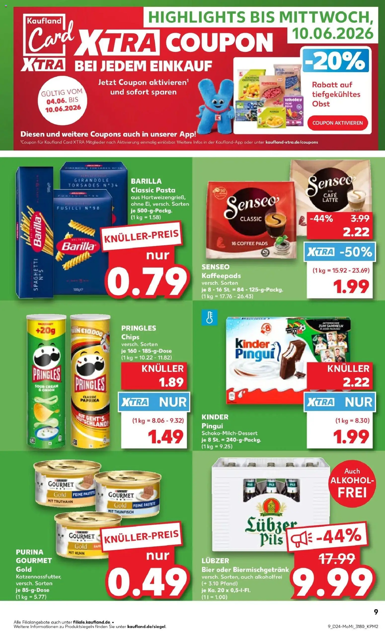 Kaufland Prospekt Berlin – gültig ab 08.06.2026 | Seite: 9 | Produkte: Kaffeepads, Thunfisch, Bier, Pasta