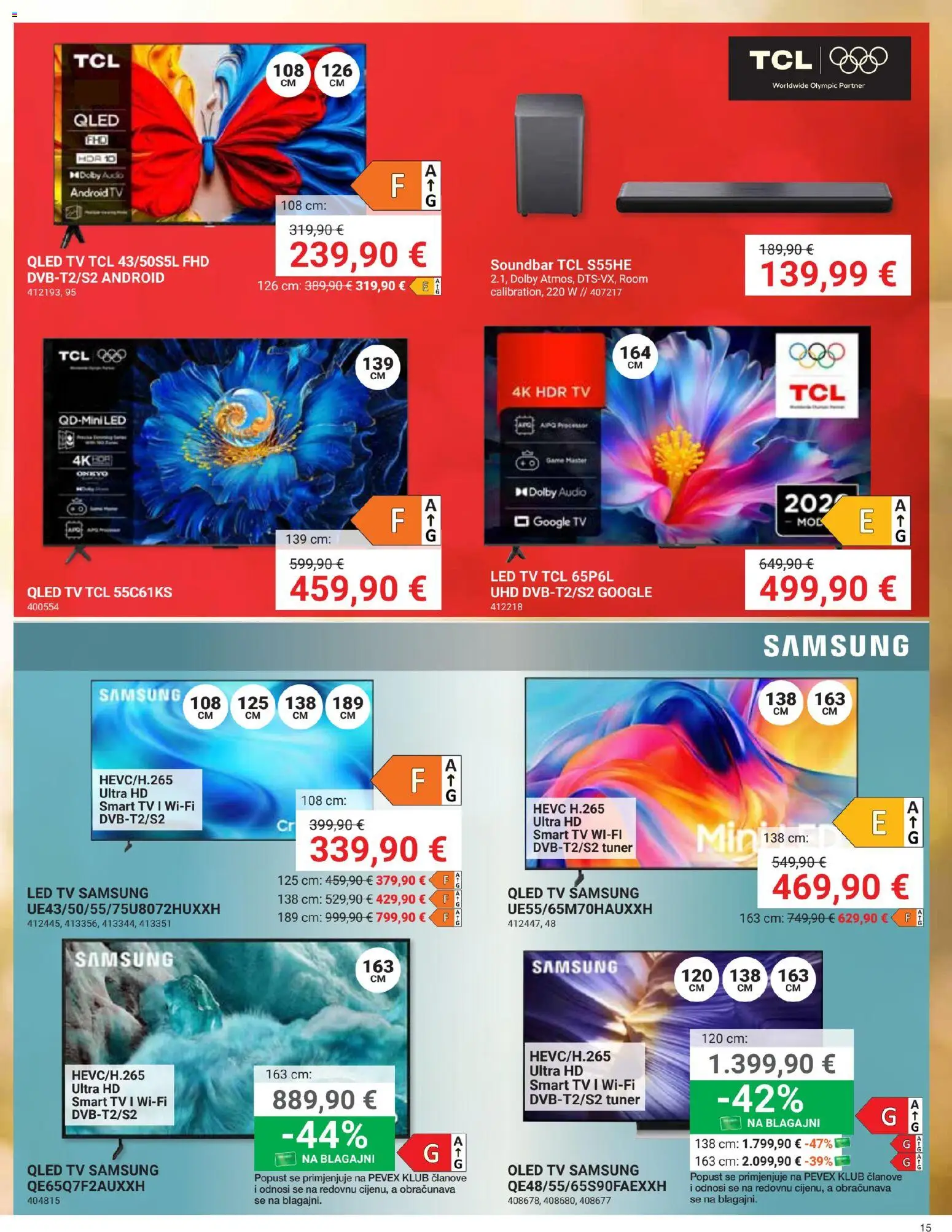 Pevex katalog | vrijedi od 27.08.2026 | Stranica: 15 | Proizvodi: Smart TV, Led, Soundbar, Audio