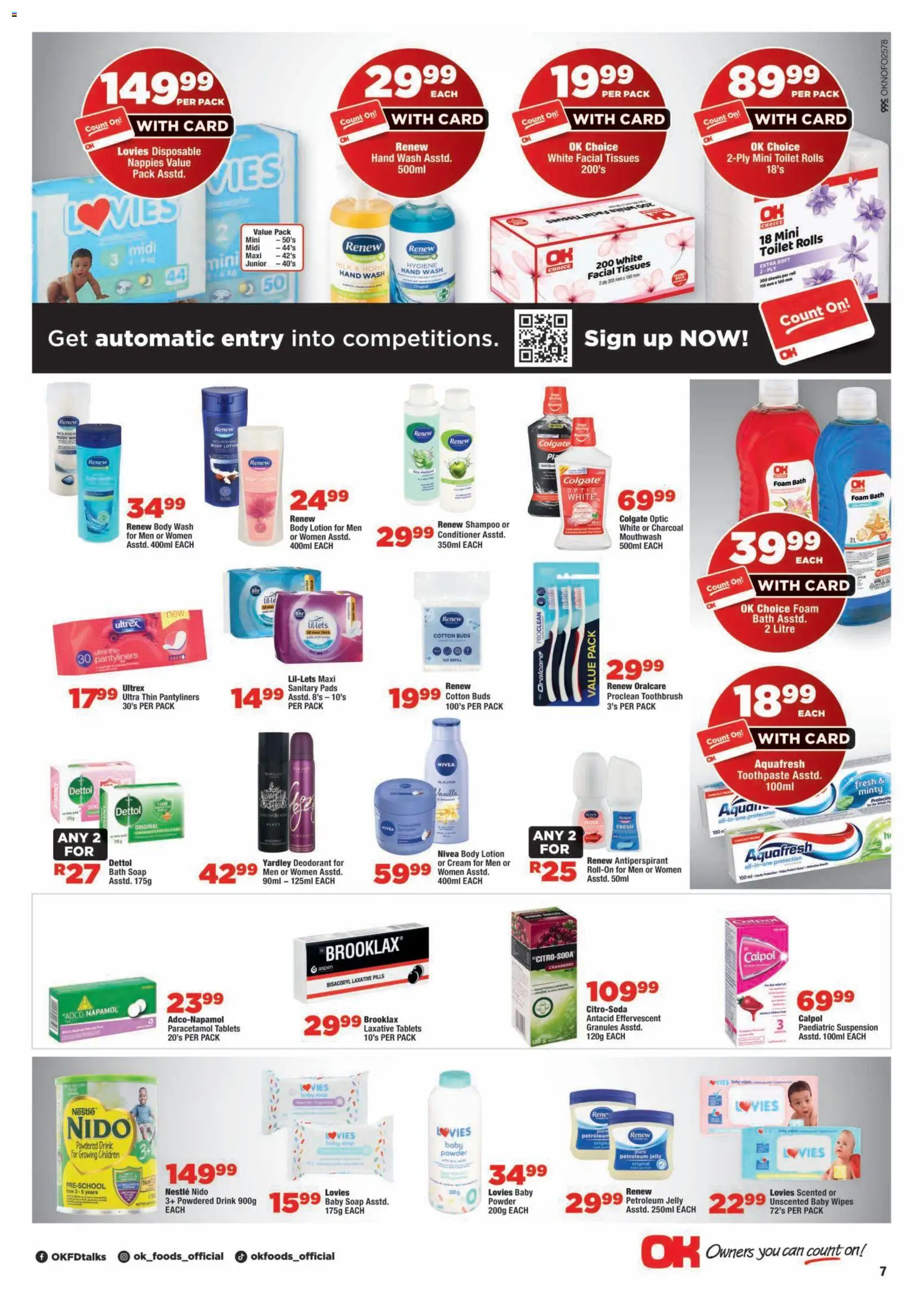 New OK Foods catalogue – valid from 14/10/2026 | Page: 7 | Products: Toilet, Soap, Mouthwash, Tissues