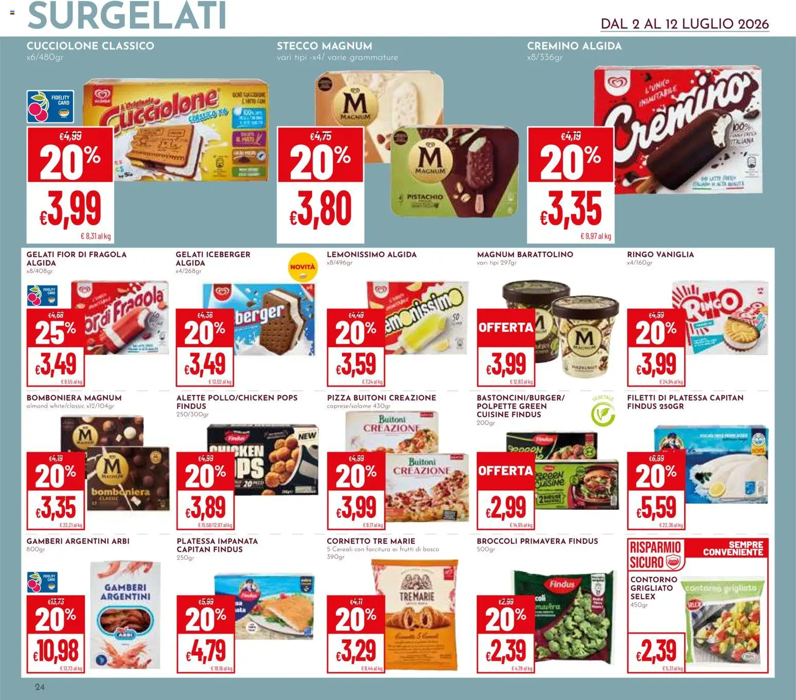 Volantino Pan del 02/07/2026 | Pagina: 24 | Prodotti: Pizza, Gamberi, Cereali, Polpette