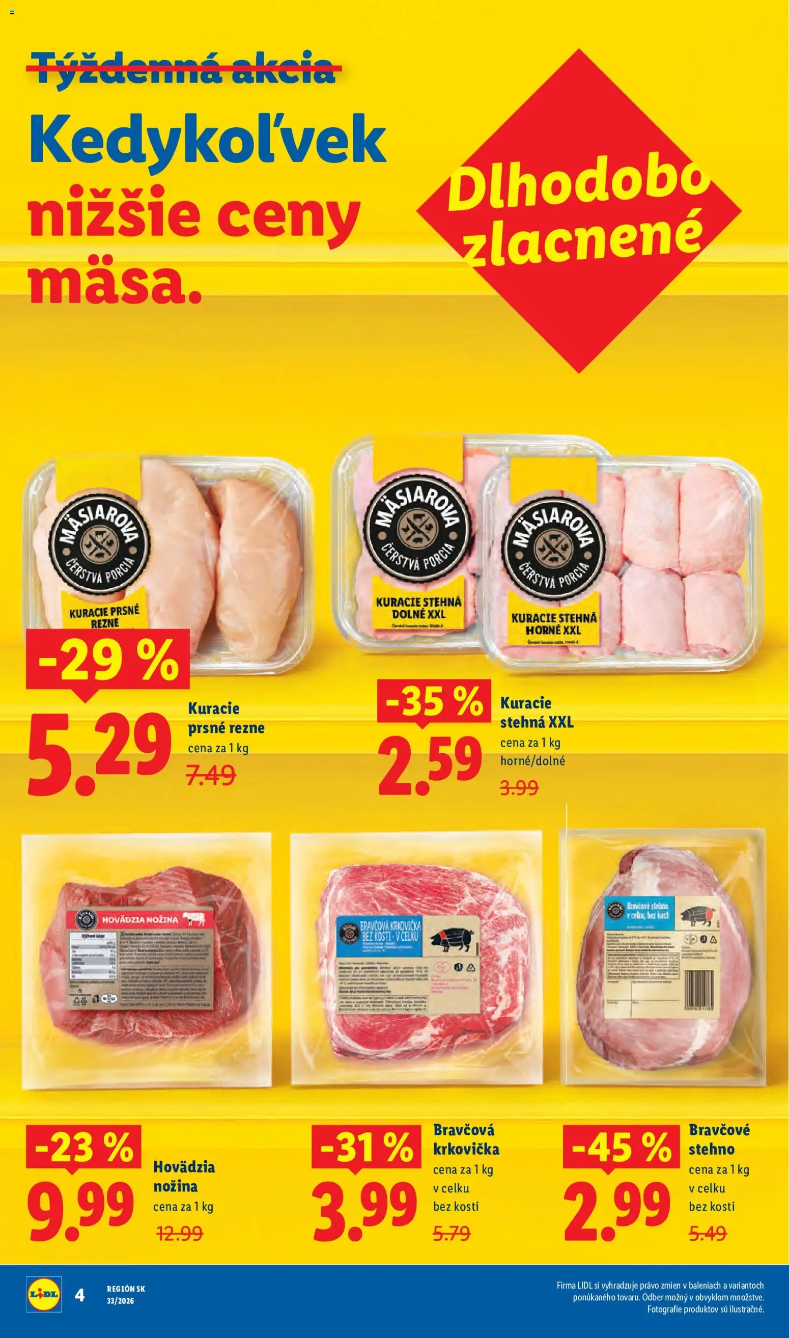 Nové Lidl akcie – leták je platný od 10.08.2026 | Strana: 6 | Produkty: Bravčová krkovička, Bravčové stehno, Kuracie prsné rezne, Stehná