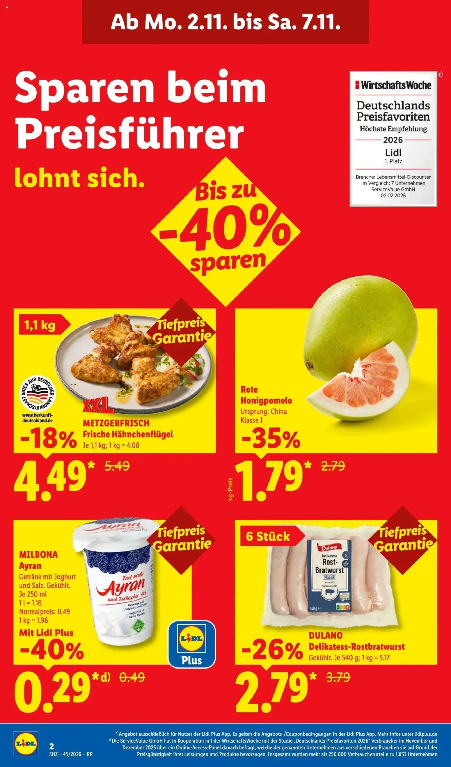 Lidl Prospekt Hagen (ab 02.11.2026) zum Blättern » Angebote | Seite: 2 | Produkte: Joghurt, Bratwurst