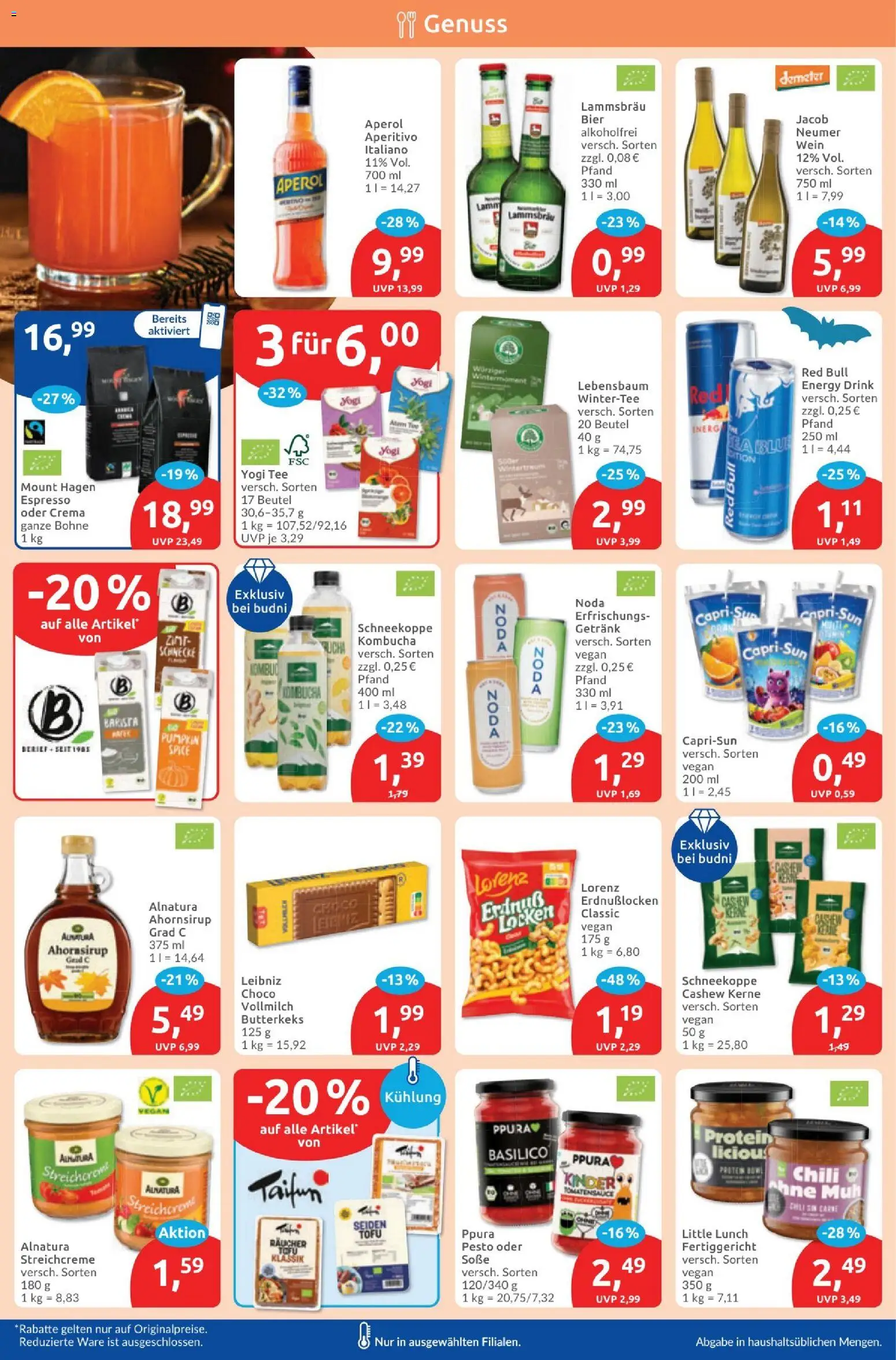 Budni Prospekt – gültig ab 26.10.2026 | Seite: 6 | Produkte: Bier, Cashew, Aperol, Tee