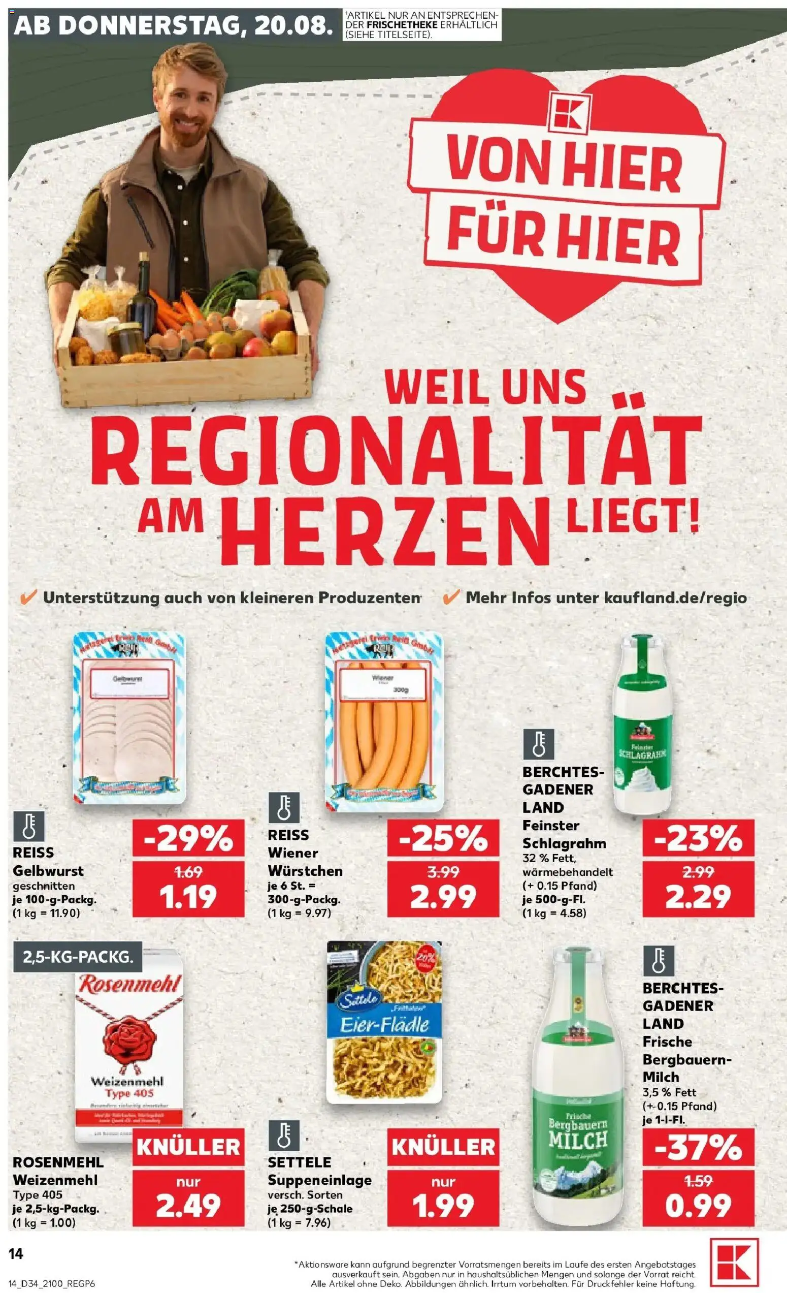 Prospekt Kaufland ab 20.08.2026 » Angebote Online zum Blättern | Seite: 14 | Produkte: Milch, Weizenmehl