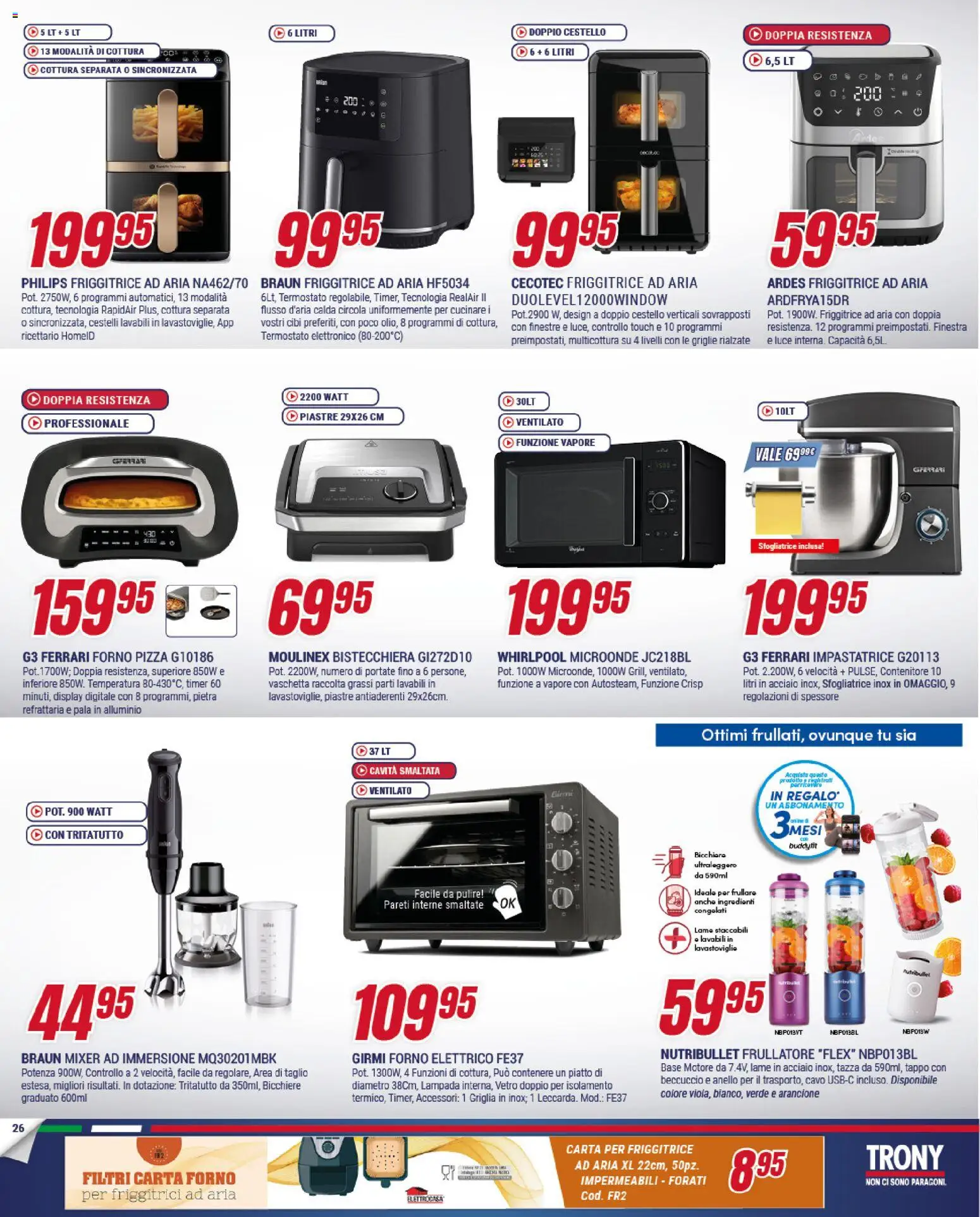 Volantino Trony del 21.05.2026 | Pagina: 26 | Prodotti: Impastatrice, Contenitore, Forno, Forno elettrico