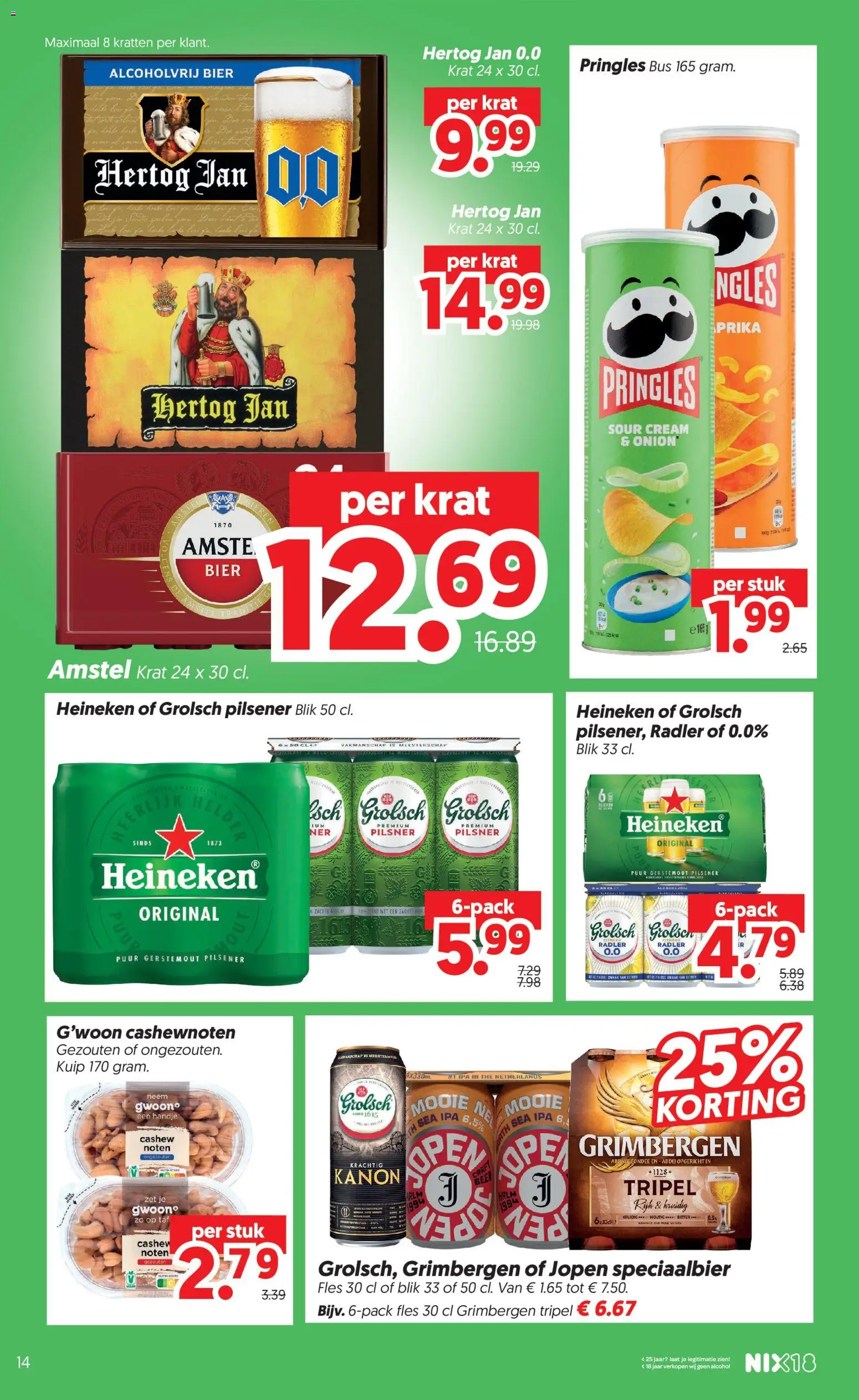 {H1} | Pagina: 16 | Producten: Bier, Fles, Pringles, Alcoholvrij bier
