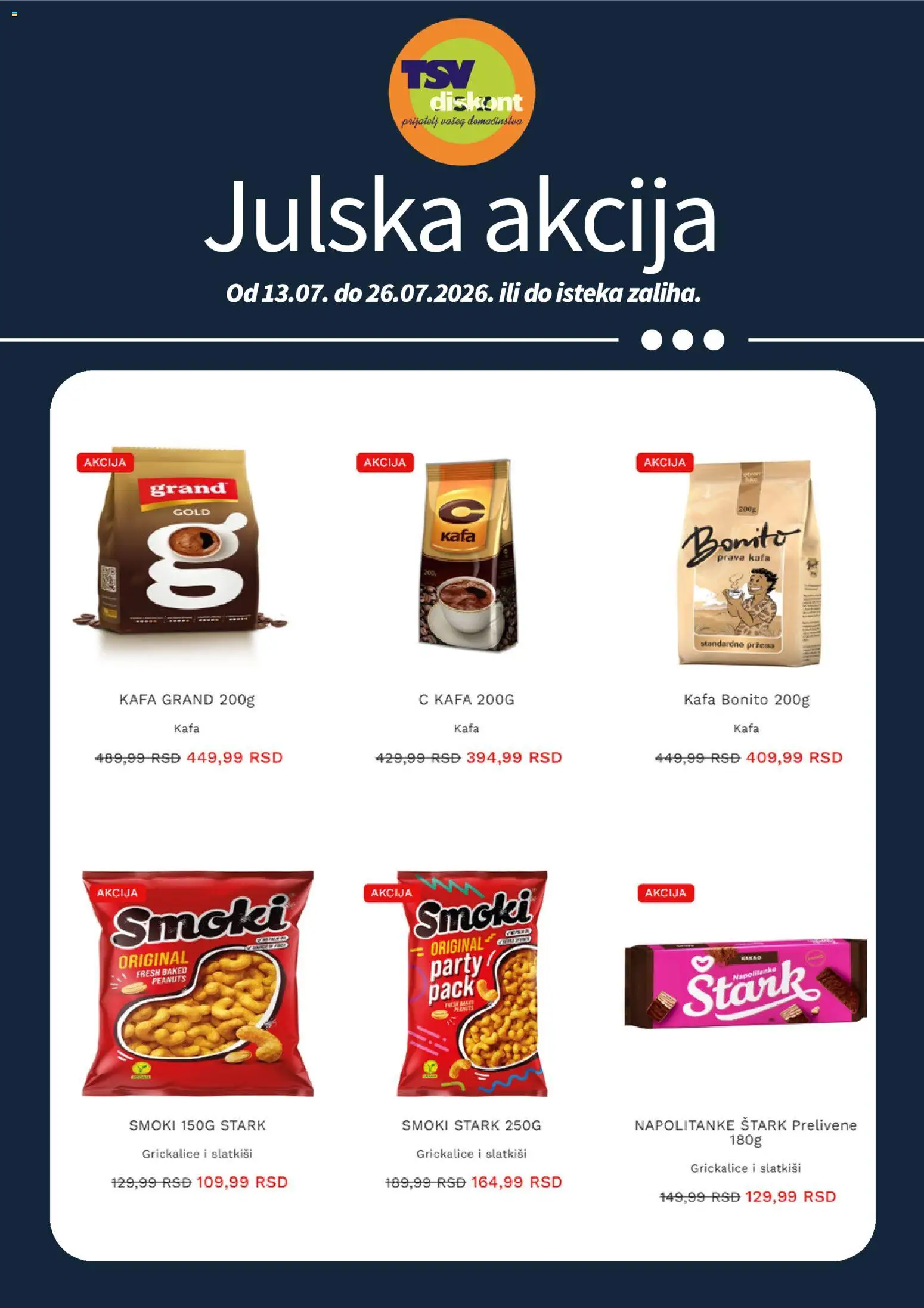 TSV Diskont katalog - važi od 13.07.2026 | Strana: 2 | Proizvode: Smoki, Kafa, Napolitanke