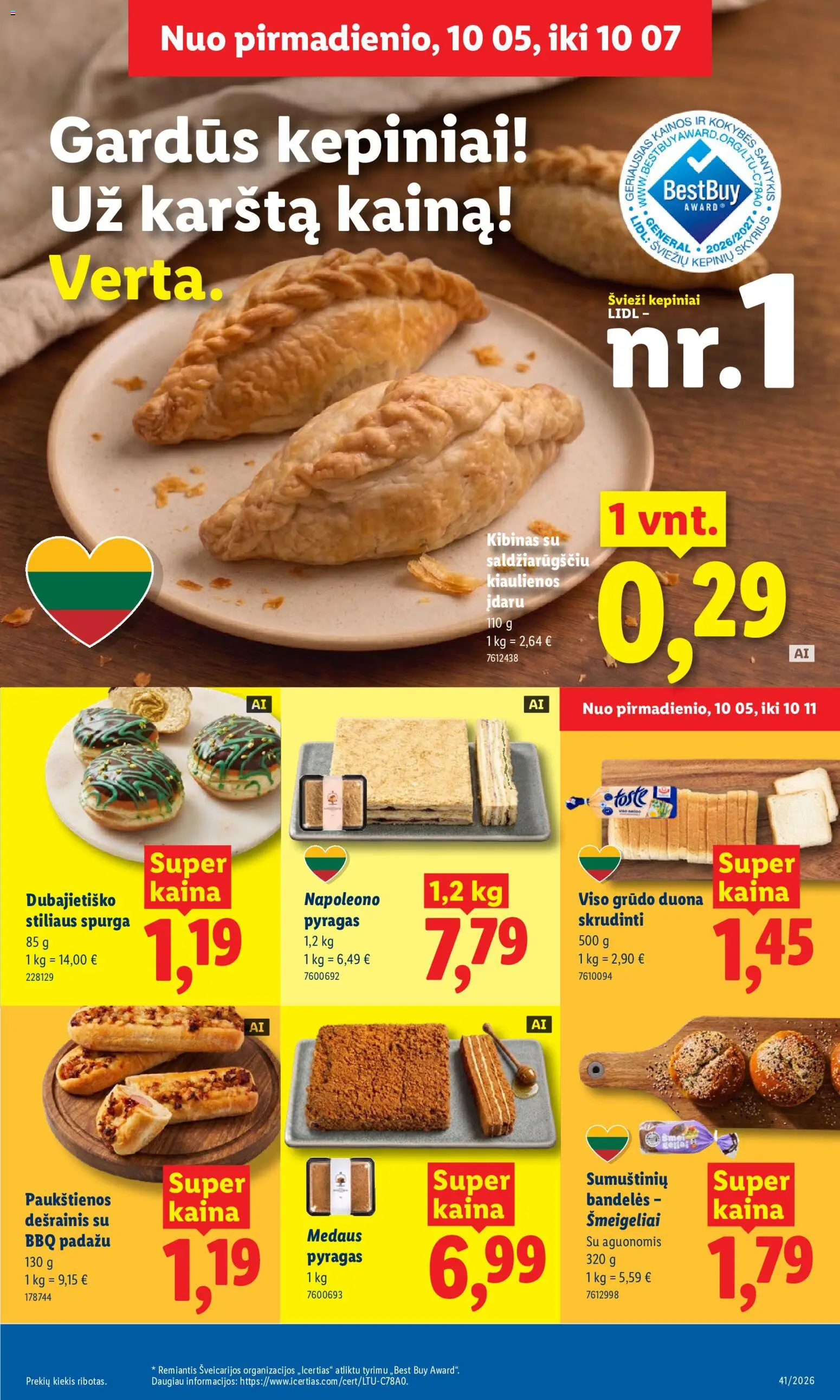 LIDL akcijos nuo 2026.10.05 | Puslapis: 5 | Prekių: Kiaulienos, Bandelės, Pyragas, Duona