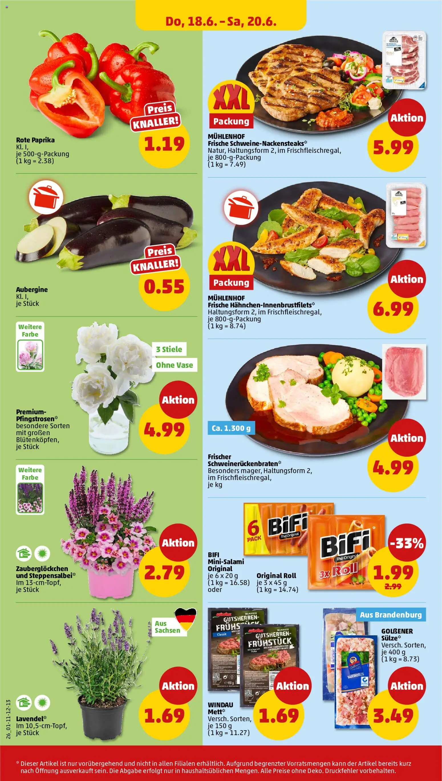 Penny Prospekt – gültig ab 15.06.2026 | Seite: 28 | Produkte: Bifi, Vase, Paprika, Aubergine