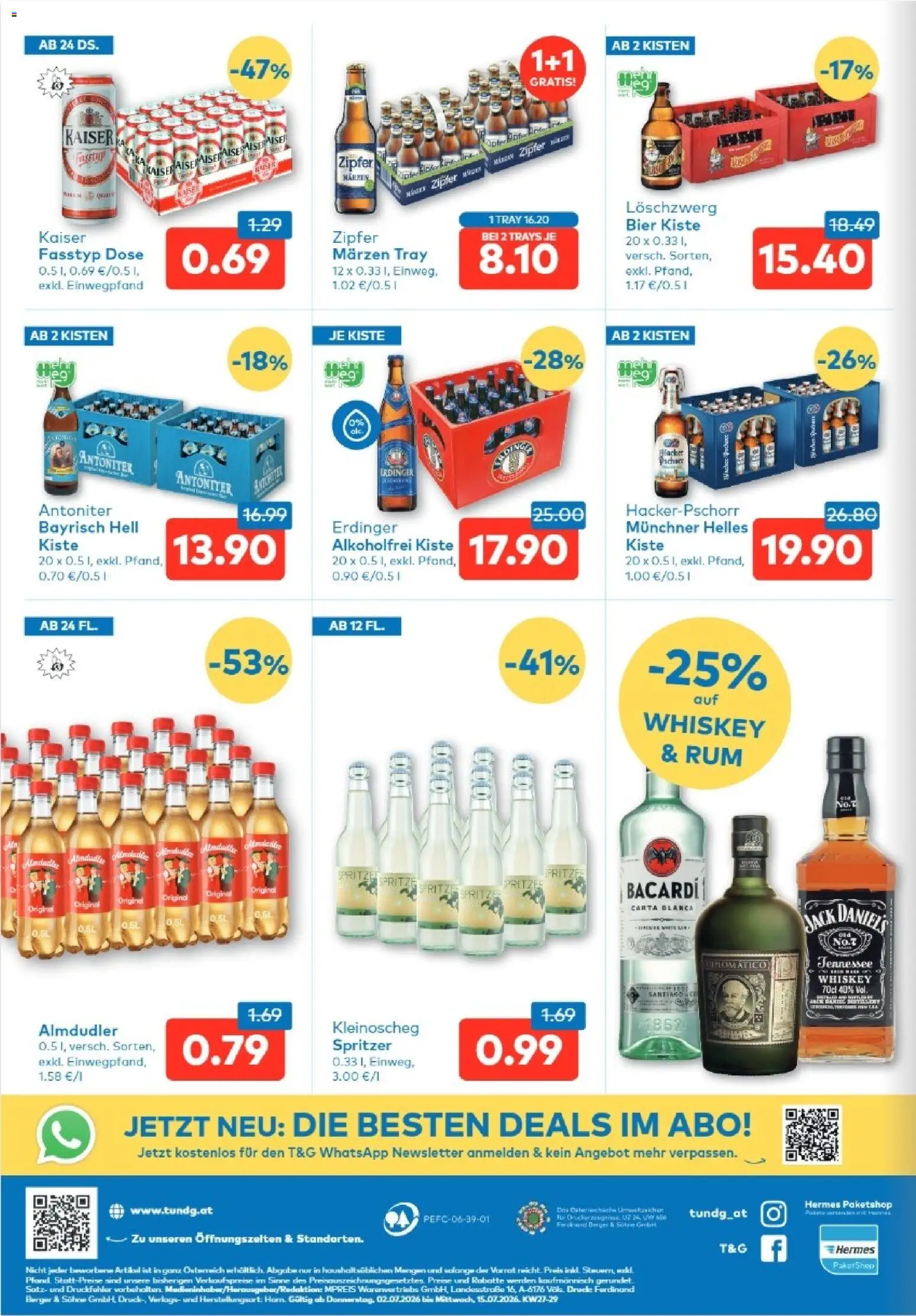 T&G Salzburg gültig ab 02.07.2026 | Seite: 8 | Produkte: Whiskey, Bier