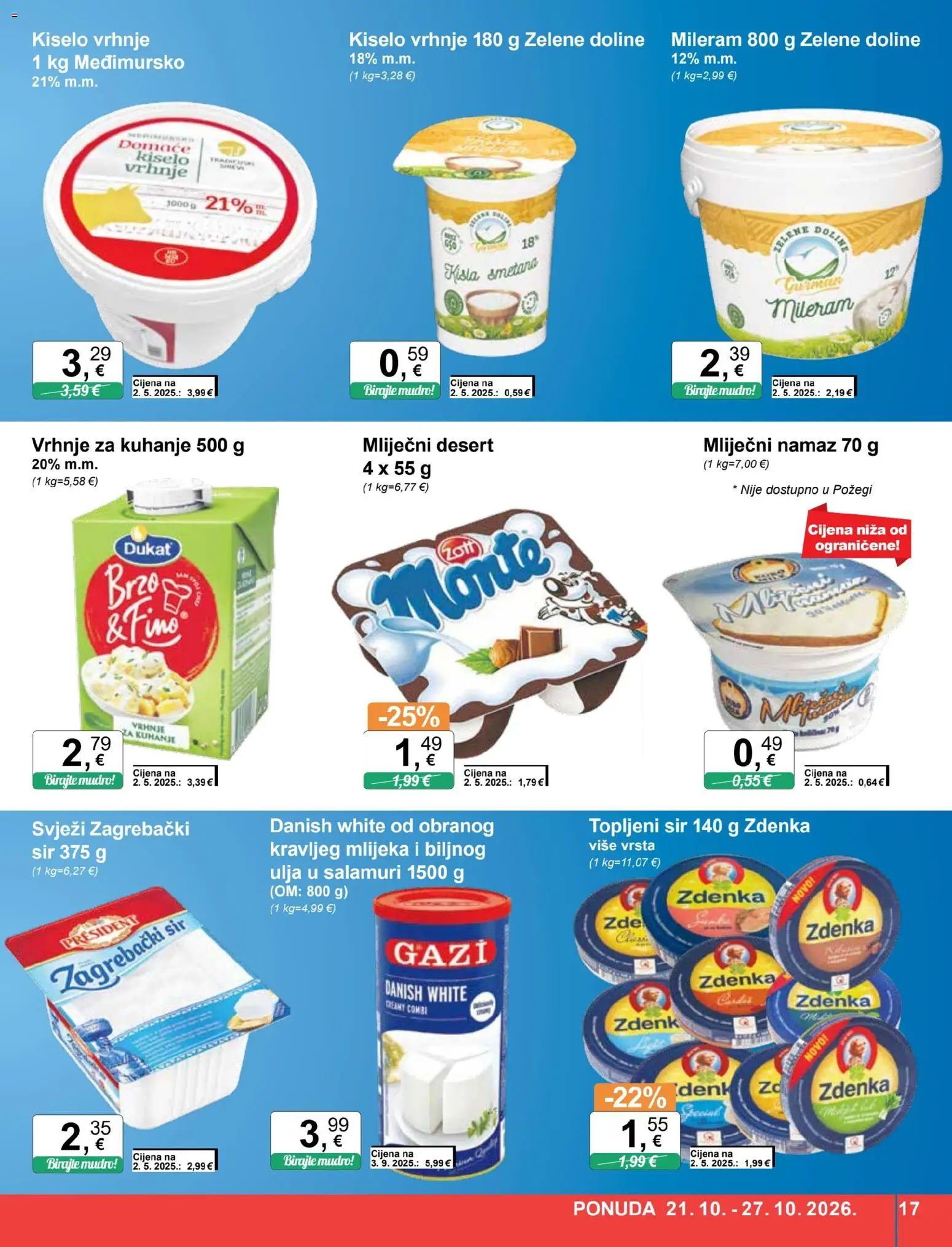 KTC katalog | vrijedi od 21.10.2026 | Stranica: 17 | Proizvodi: Topljeni sir, Vrhnje za kuhanje, Sir, Namaz