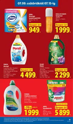 Lidl akciós újság - amely érvényes a következő dátumtól: 2026.07.09. | Oldal: 19 | Termékek: Ariel, Papírtörlő, Mosógél, Öblítő