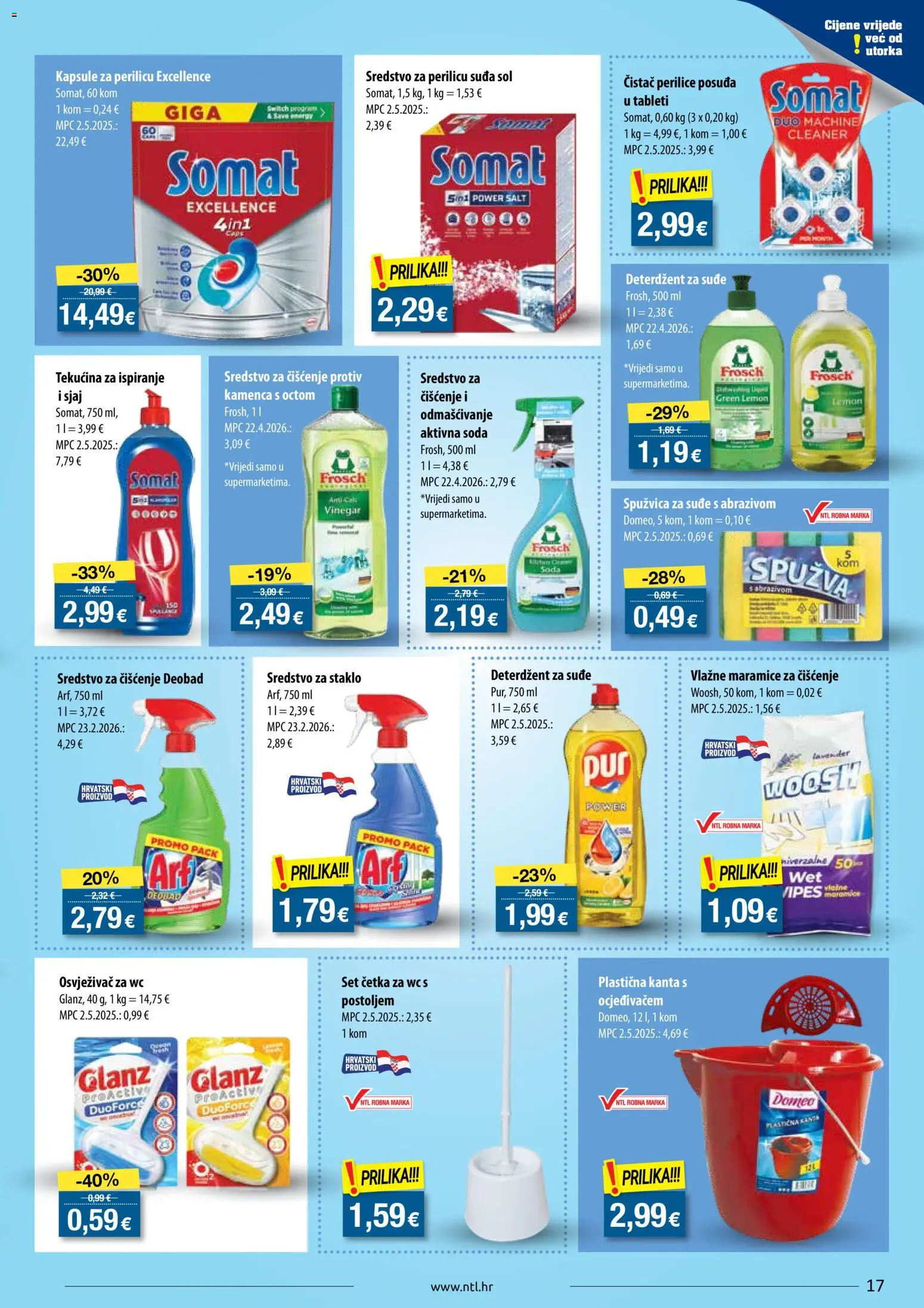 NTL katalog | vrijedi od 20.05.2026 | Stranica: 17 | Proizvodi: Spužva, Četka, Čistač perilice posuđa, Četka za wc
